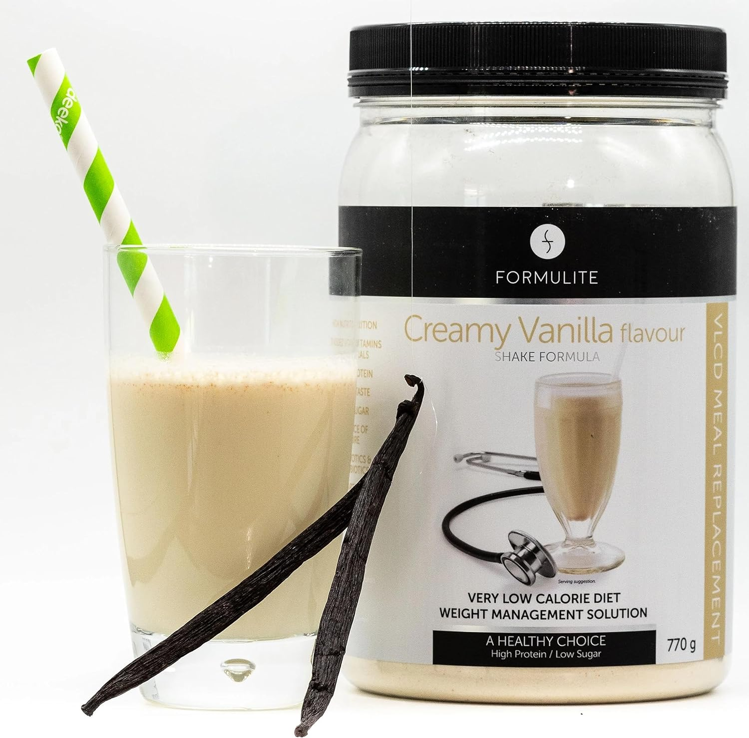 Formulite Protein Shake Tub 770G, High Protein Low Sugar Meal Replacement Shake Powder for Men and Women. VLCD (Very Low Calorie Diet) Shakes - (Creamy Vanilla) image number 3