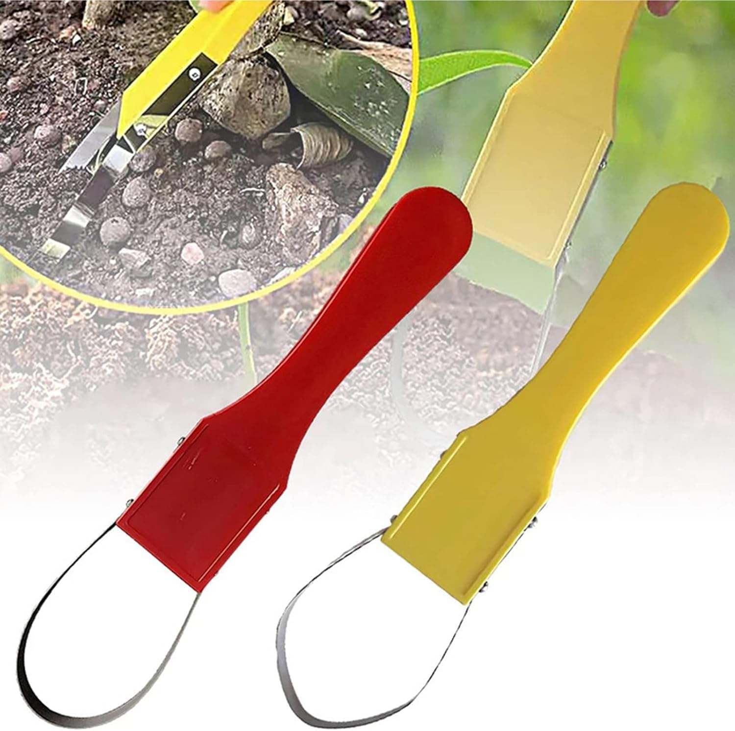 1Pcs Portable Iron Hand Loop Weeder Tool for Weeding & Soil Loosening - Red Gardening Tool with Ergonomic Design, Durable Metal Construction for Outdoor Yard Lawn Farm