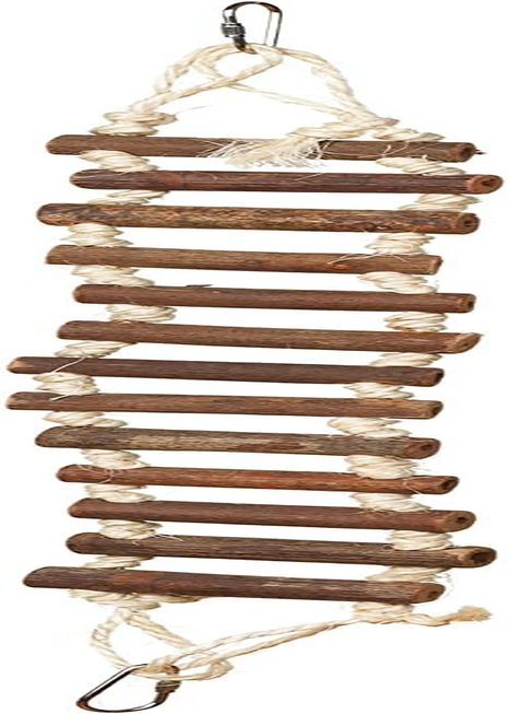 Bird Pet Ladders, Parrot Climbing Ladder Bridge Wood Chewing Hanging Standing Swings Toys for Small Medium Parrots Parakeets, Cockatiels, Lovebirds, Finches（Belt Climbing Buckle）