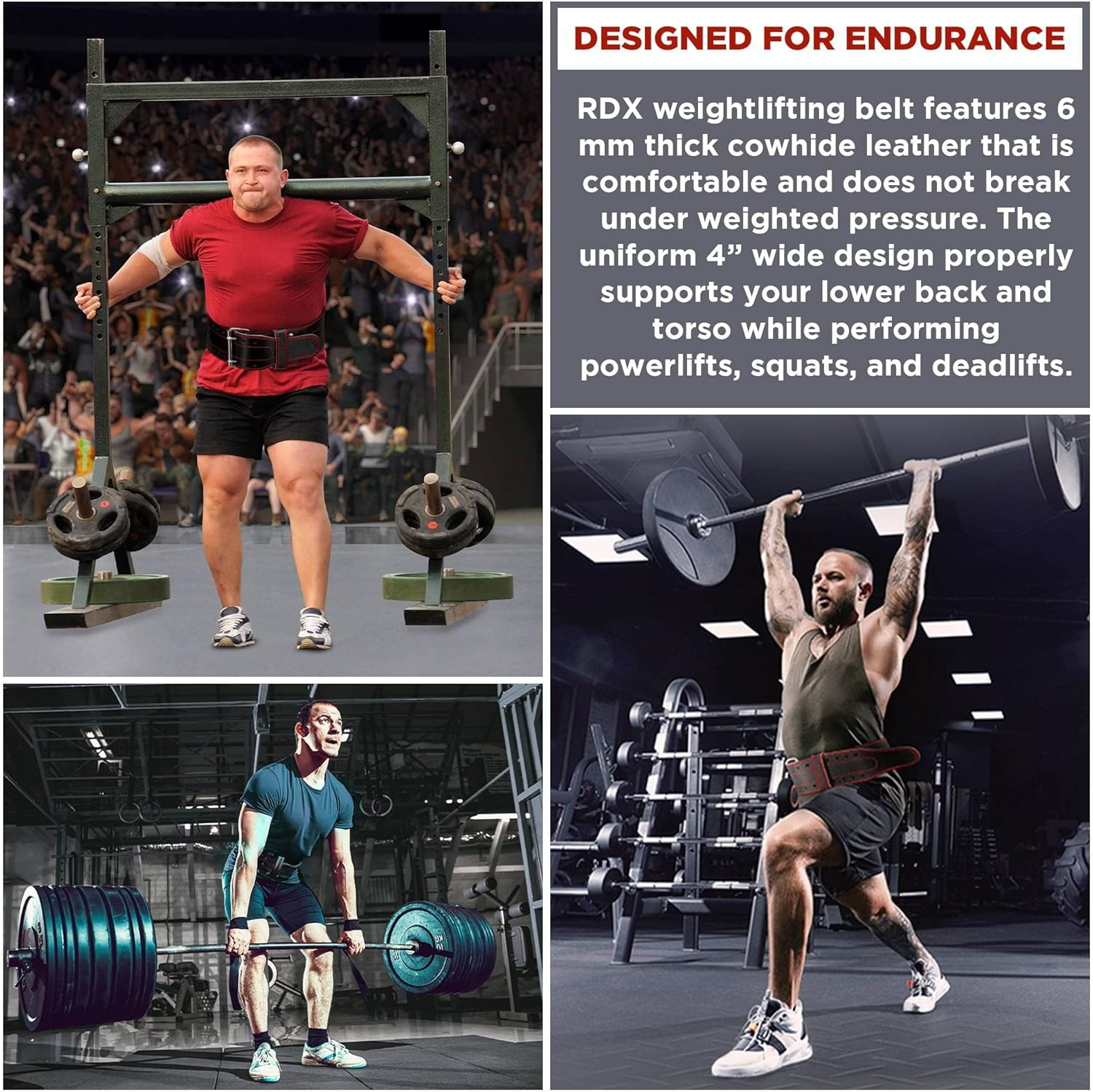 RDX Weight Lifting Belt for Men Women, IPL USPA Approved, 6Mm Thick 100% Leather, 4&rdquo; Powerlifting Back Support, Squat Deadlift Bodybuilding Exercise Fitness Gym Workout Strength Training up to 700 LBS image number 5