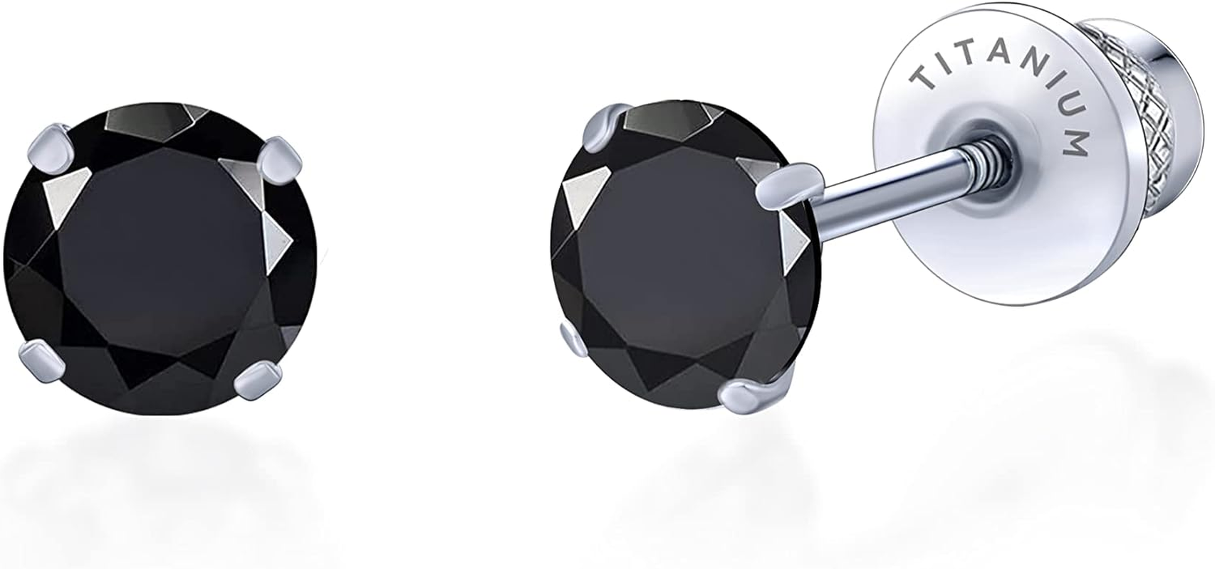 Limerencia Hypoallergenic G23 Implant Grade Titanium Screw Back Earrings Tragus 20G Helix F136 Piercing Post for Sensitive Ears Simulated Diamond Cartilage