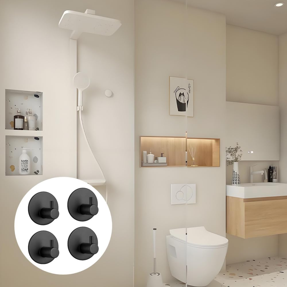 4 Pcs Adhesive Hooks Heavy Duty Wall Hooks,Stainless Steel Wall Hooks,Endurance Hook,Suitable for Bathroom, Kitchen, Home, Office image number 3