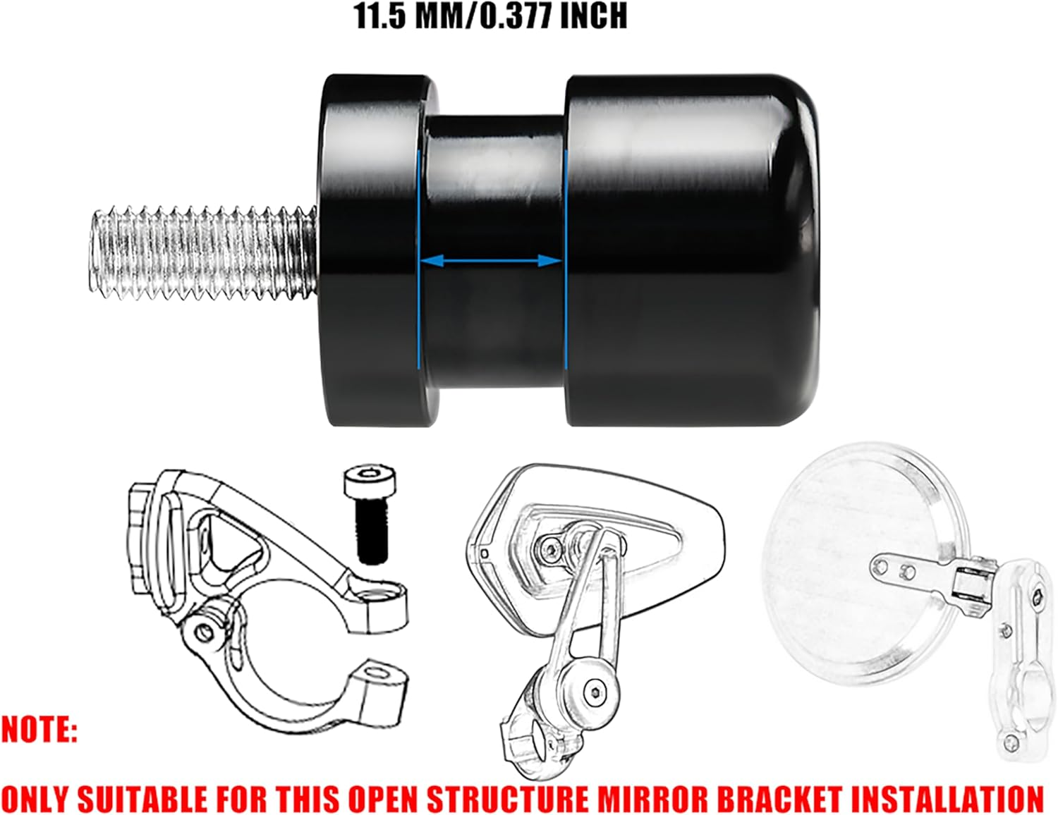 FENRIR Motorcycle Handlebar Bar End Mirror Adapter for Z1000 Z900 Z800 Z750 Z500 Z400 Z900RS Z650RS ZH2 Vulcan S Eliminator ZX14R ZX10R ZX6R ZX4R NINJA500 NINJA400 Nightster Sportster S K1300R K1200R image number 6