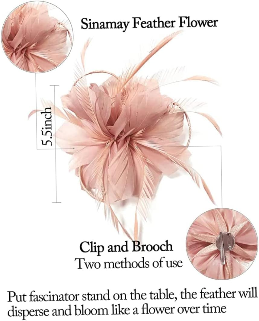NOPEILVI Women'S Pink Floral Fascinator Hat for Wedding, Church, Derby, Bridal Tea Party, Races Party image number 1