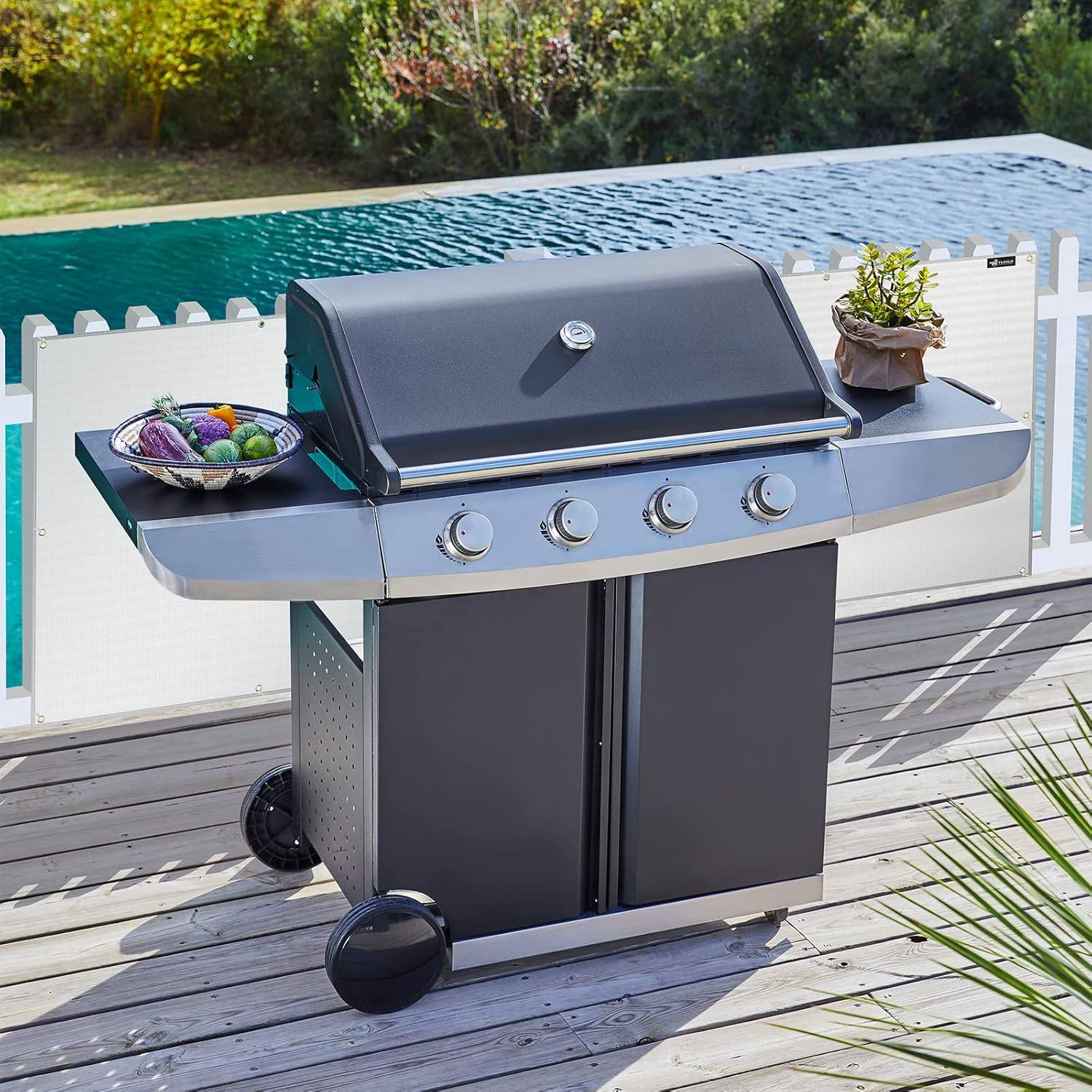 FLASLD Aluminum Heat Shield Mat for Deck Fence, Railing, Grill, Stove, Oven and Refrigerator, Fireproof Cover and Screen Protect Deck Railing from Grill (30&times;40 Inch) image number 2