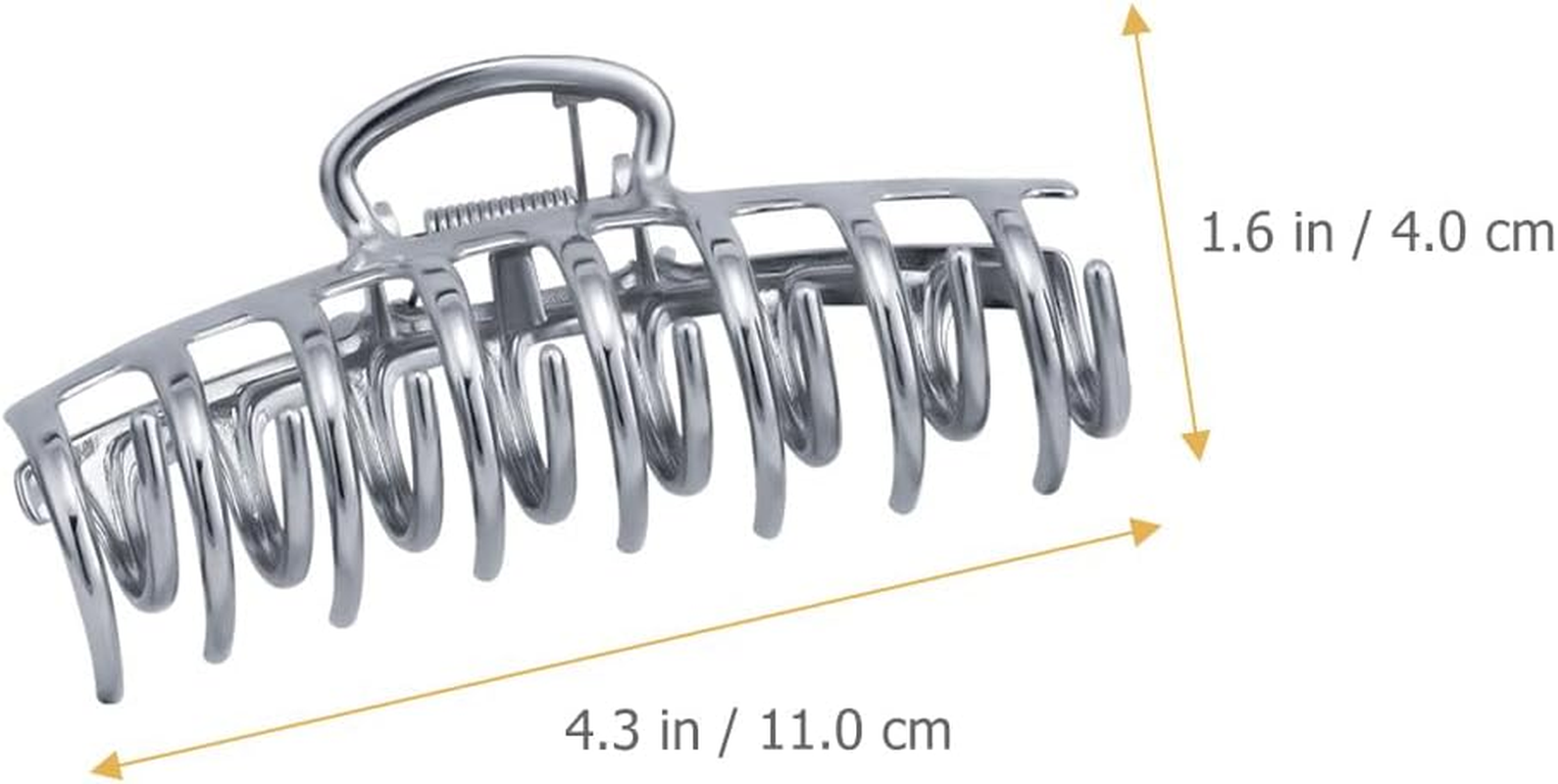 Healvian Grip Hair Clip Silver Hair Clips Large Hair Clips Claw Clips for Girls French Hair Claws Key Ring Comb Hair Updo Silver Alloy image number 3