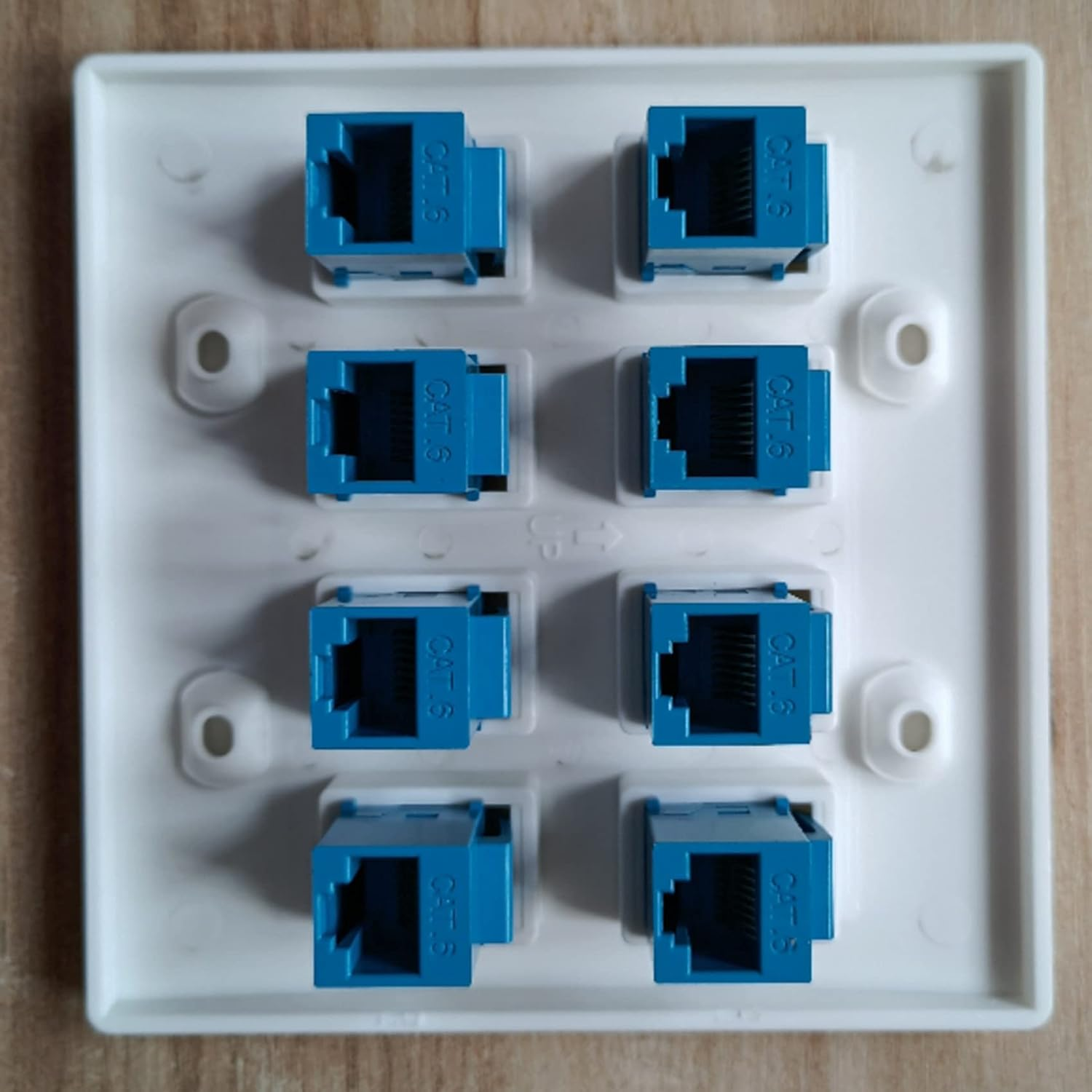 Kiperpon Ethernet Wall Plate 8 Port - Double Cat6 RJ45 Network Cable Faceplate Female to Female - Blue image number 4