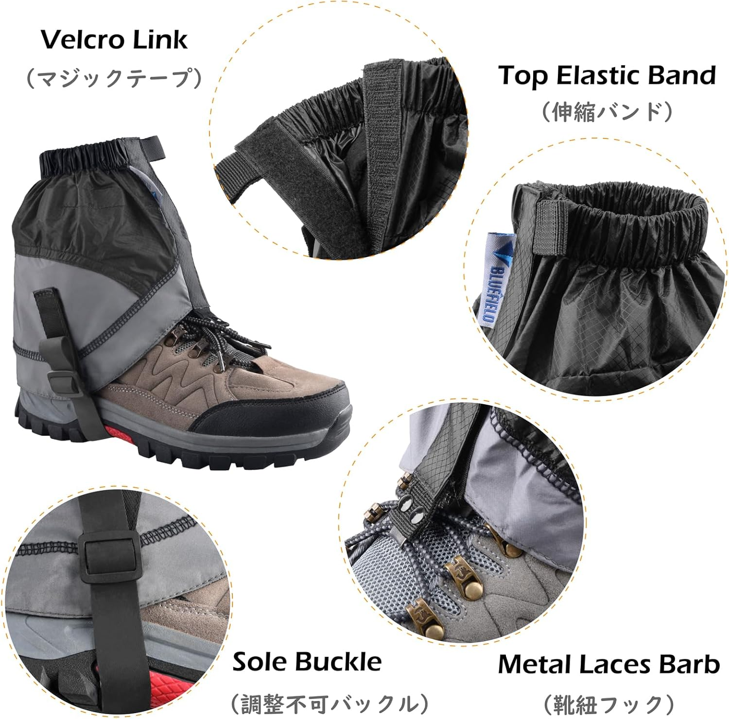 TRIWONDER Gaiters Low Gators Lightweight Gators Waterproof Ankle Gaiters for Hiking Mountain Climbing Travelling - 01 Black image number 2