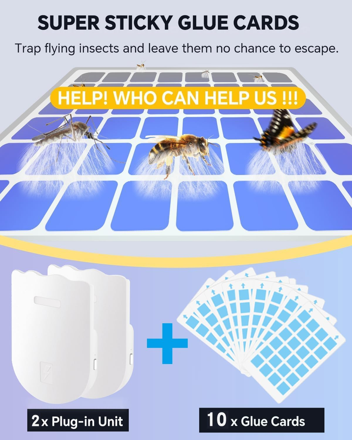 Jiaozoum Flying Insect Trap Plug-In Mosquito Killer Indoor, Gnat Moth Catcher Fly Tapper, Bug Zapper with Night Light UV Attractant Catcher for Home Office(2 Pack) image number 5