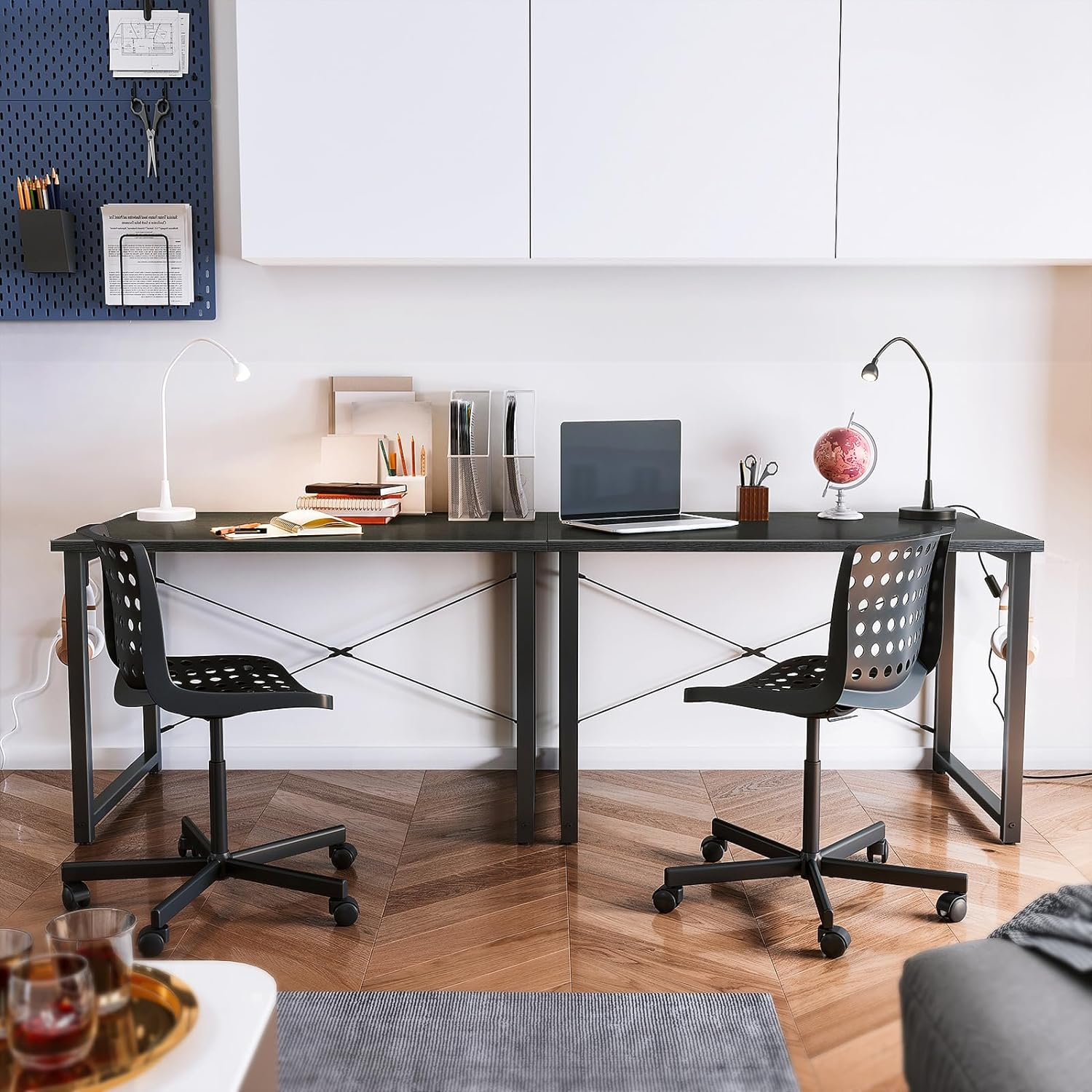 ODK 40Inch Computer Desk with Storage Bag&Metal Legs,Home Office Desk with Headphone Hook, Modern Computer Tale, Writing Table, Simple Style PC Table for Work Study Writing,Black,100 * 48 * 73.7Cm image number 2