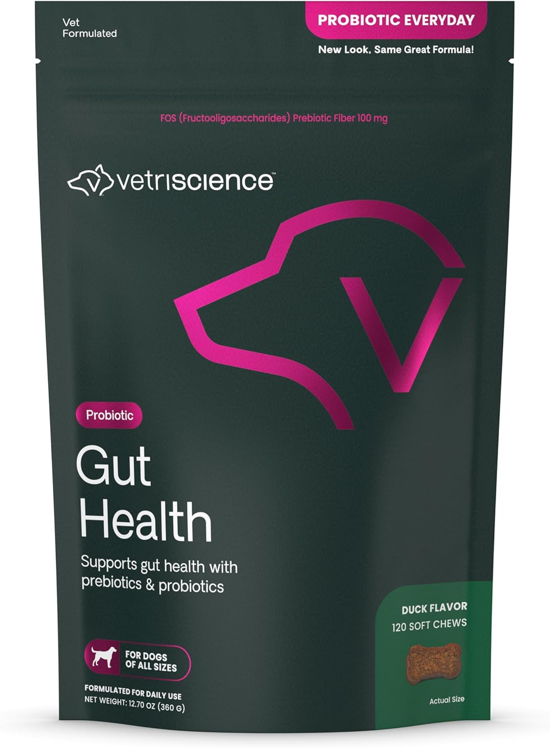 Vetriscience Gut Health Chews, Probiotic Everyday Digestive Supplement for Dogs, Pet Probiotics for Digestion Support, Gas and Diarrhea, Immune Support, 1 Billion CFU per Chew, Duck, 120 Count image number 2
