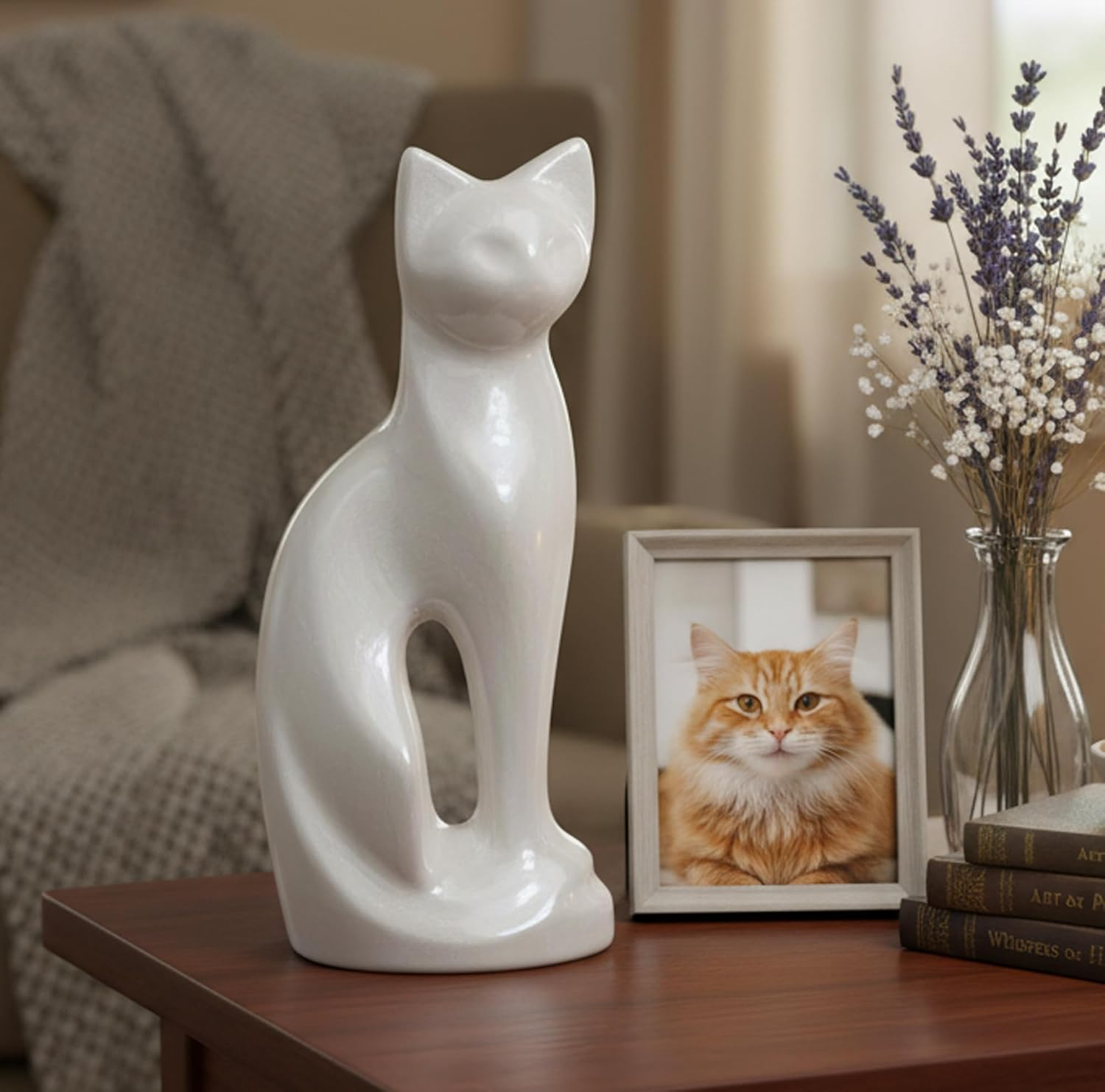 Esplanade- Cat Kitten Shape Cremation Urn | Memorial Funeral Burial Full-Size Urn for Ashes|