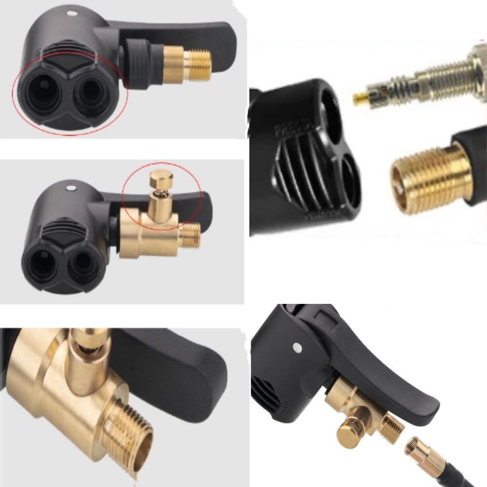 2Pcs Bike Pump Adaptors,Bicycle Pump Connector Head with Bleeder Valve,Bicycle Dual Head Bike Track Pump Tyre Air Pump Valve Adapter image number 3