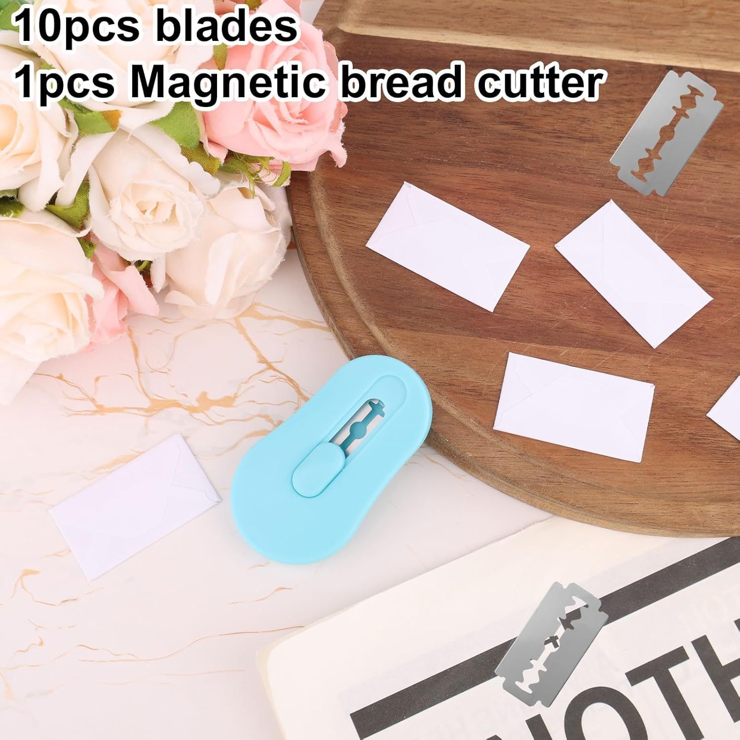 Gosknor Bread Dough Scoring Tool, Extractable & Magnetic Sourdough Scoring Tool with 10 Razor Blades Stainless Steel Dough Cutter Knife for Bread Baking Making Supplies (Blue) image number 1