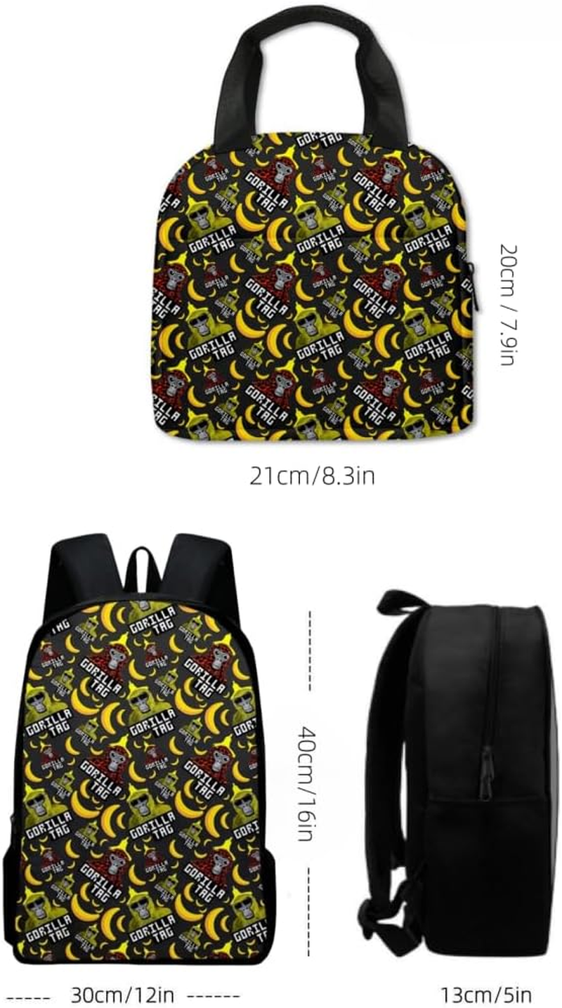 3Pcs Anime Gorilla Backpack Set,16In 3D Printed Cartoon School Bags for Elementary and Middle School Students and Game Fans Teens Birthday Gift. - C image number 2