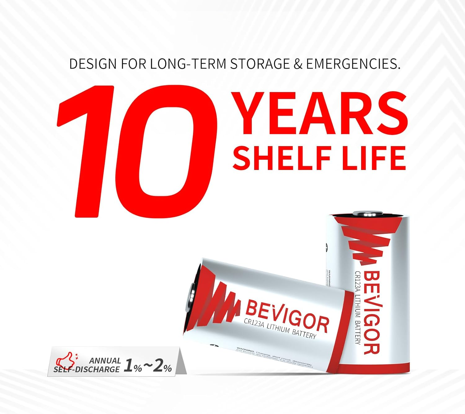 BEVIGOR CR123A 3V Lithium Batteries 2 Pack,1500Mah Photo Lithium Battery, 3 Volt 123 Battery Lithium for Flashlight and Security Device【Non-Rechargeable】 image number 1