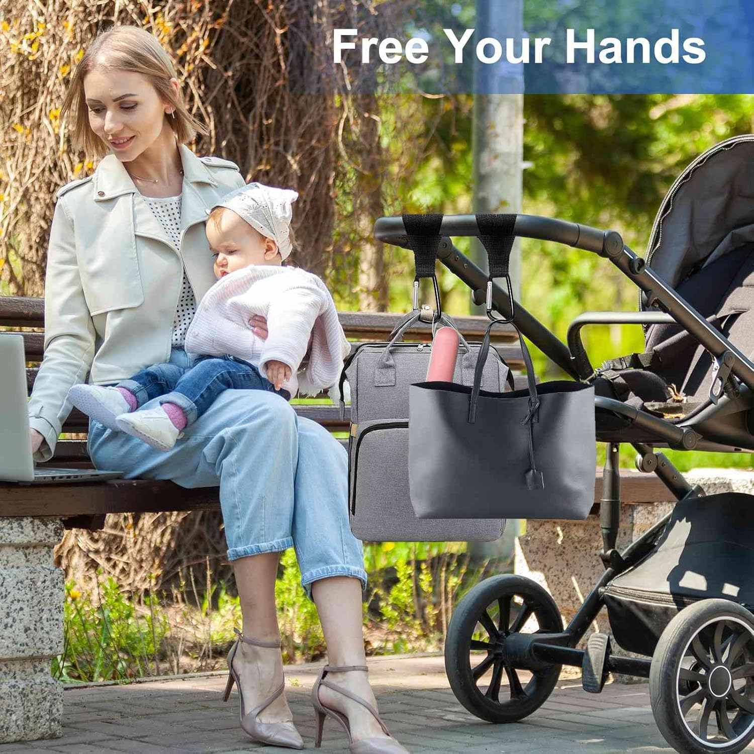 4 Pcs Guoluvsoo Stroller Hooks, Multifunction Stroller Hooks for Bags, Diaper Bags, Purse, Shopping, Backpack, Universal Stroller Clips and Hooks, Mommy Hook, Stroller Accessories image number 4