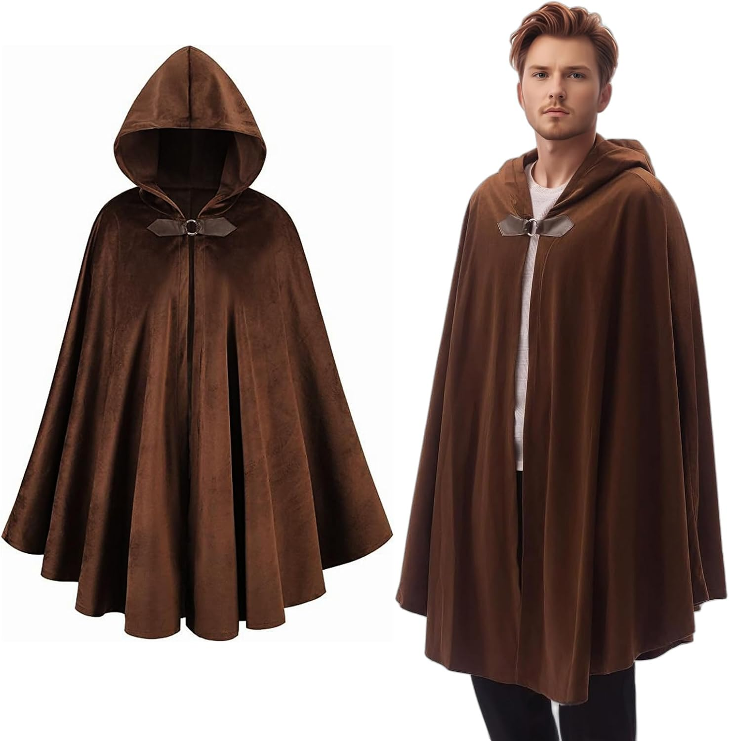 Medieval Hooded Cloak, Renaissance Cape with Hood Adult Men Women, Vintage Capelet Halloween Cloak Costume