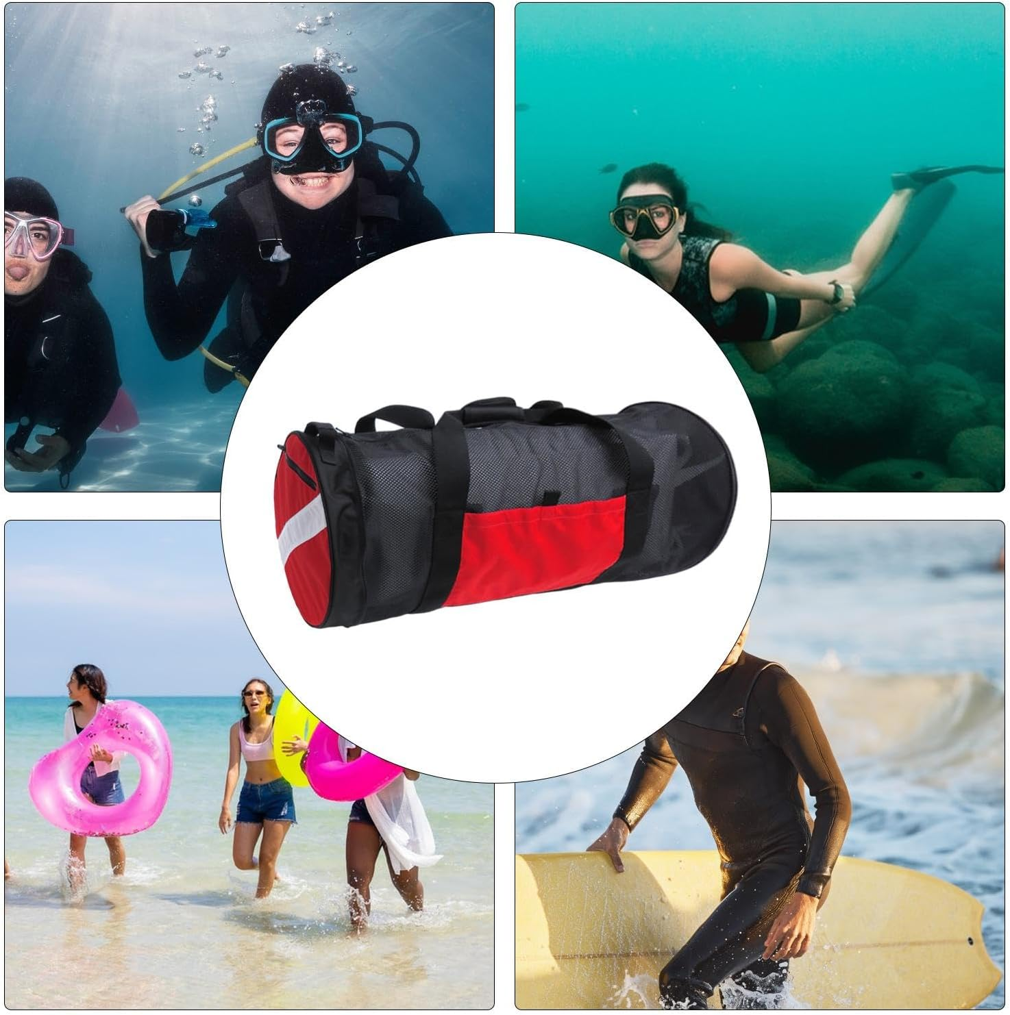 Diving Bag, Mesh Duffel Bag | Large Size Sports Duffel Bag for Snorkel & Gym Equipment - 78L Scuba & Snorkel Gear Mesh Storage Bag for Diving Gear image number 1