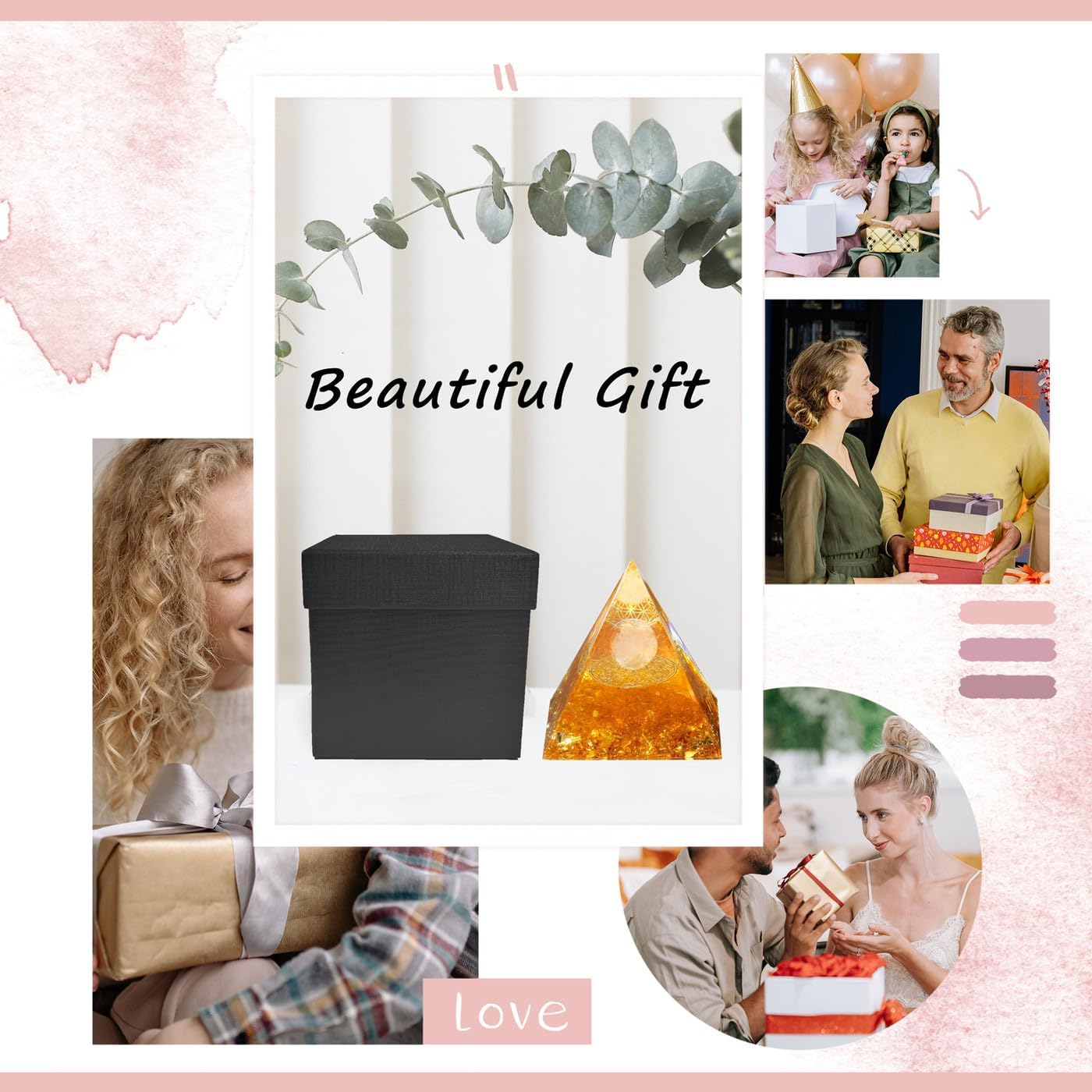 ZHIYUXI 2.4" Citrine Crystals and Healing Stones Yellow Healing Crystals Orgone Pyramid for Attracts Lucky Gifts for Women Men Home Decor Gemstones Energy Balance Reiki image number 5