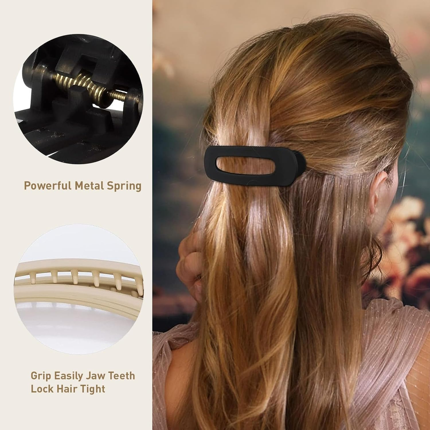 Ruzister&reg; Pack of 12 Flat Claw Clips for Women, Non-Slip Alligator Hair Clips in Neutral Colours, Ideal for Daily Use, Durable Multicolor image number 4