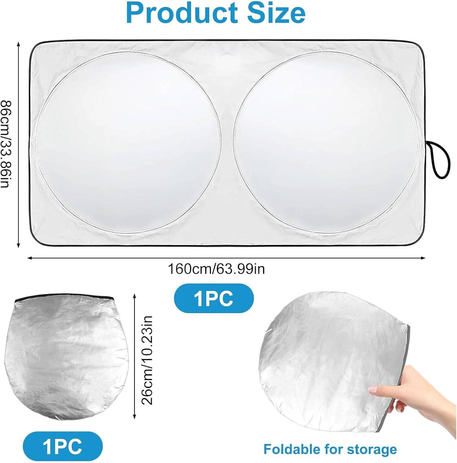 Rhoyee Foldable Car Sun Shade | Universal Windshield Sunshade & UV Protection Visor | Heat Shield for Car Dashboard and Interior image number 5