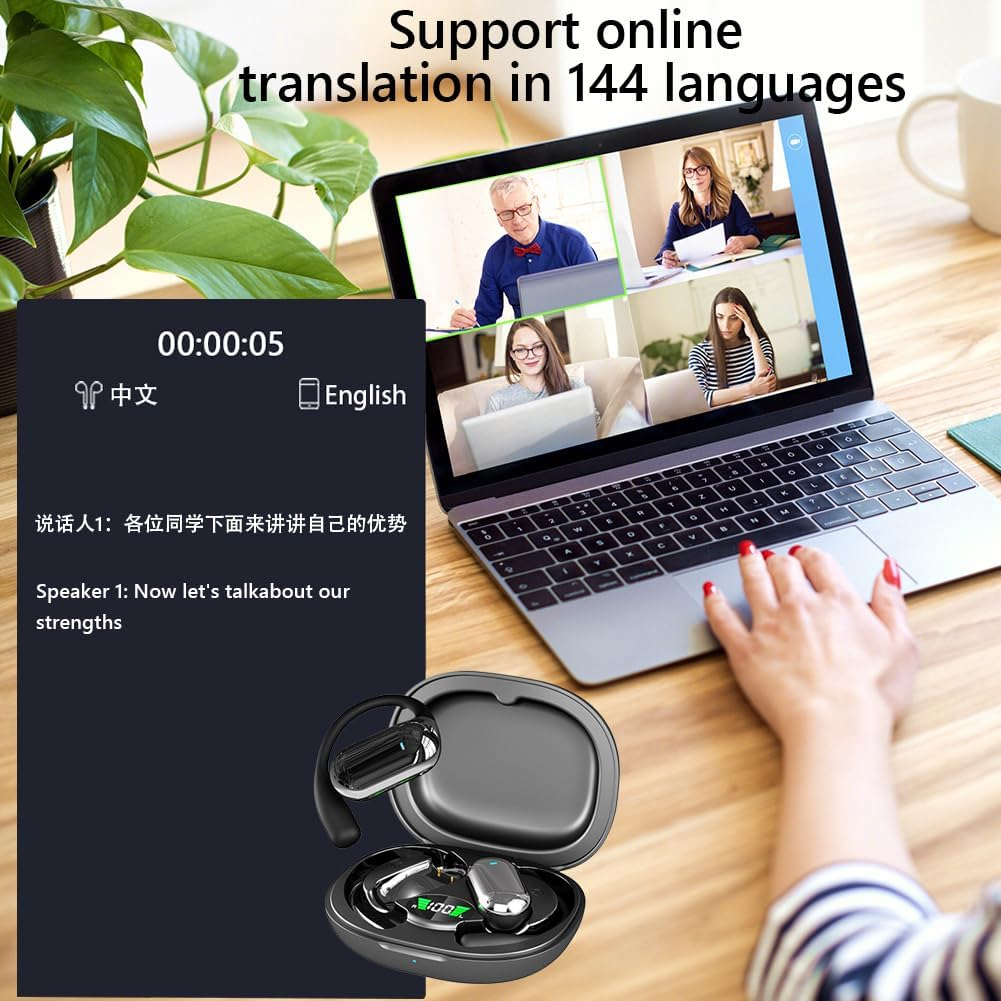 Auriculares Traductores De Idiomas, Ai Translator Earbuds, Real-Time Translation in 144 Languages, Bluetooth Translator Device for Business Meetings and Learning (Khaki) image number 2