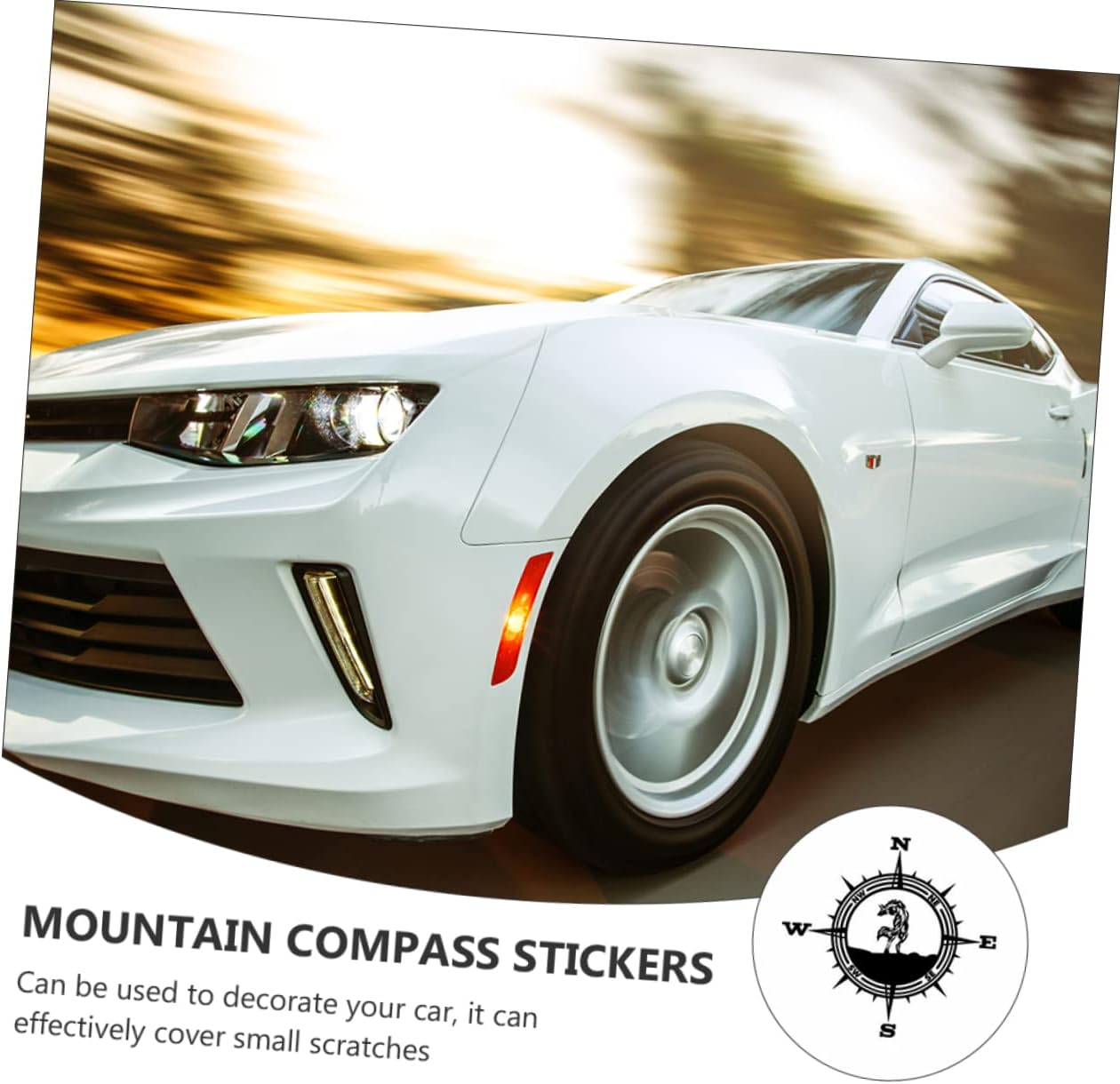 MAGICLULU Compass Mountain Car Stickers Wolf Vinyl Decal Black Vinyl Automotive Hood and Truck Door Vehicle Body Sticker for Outdoor Adventure Vehicles image number 2