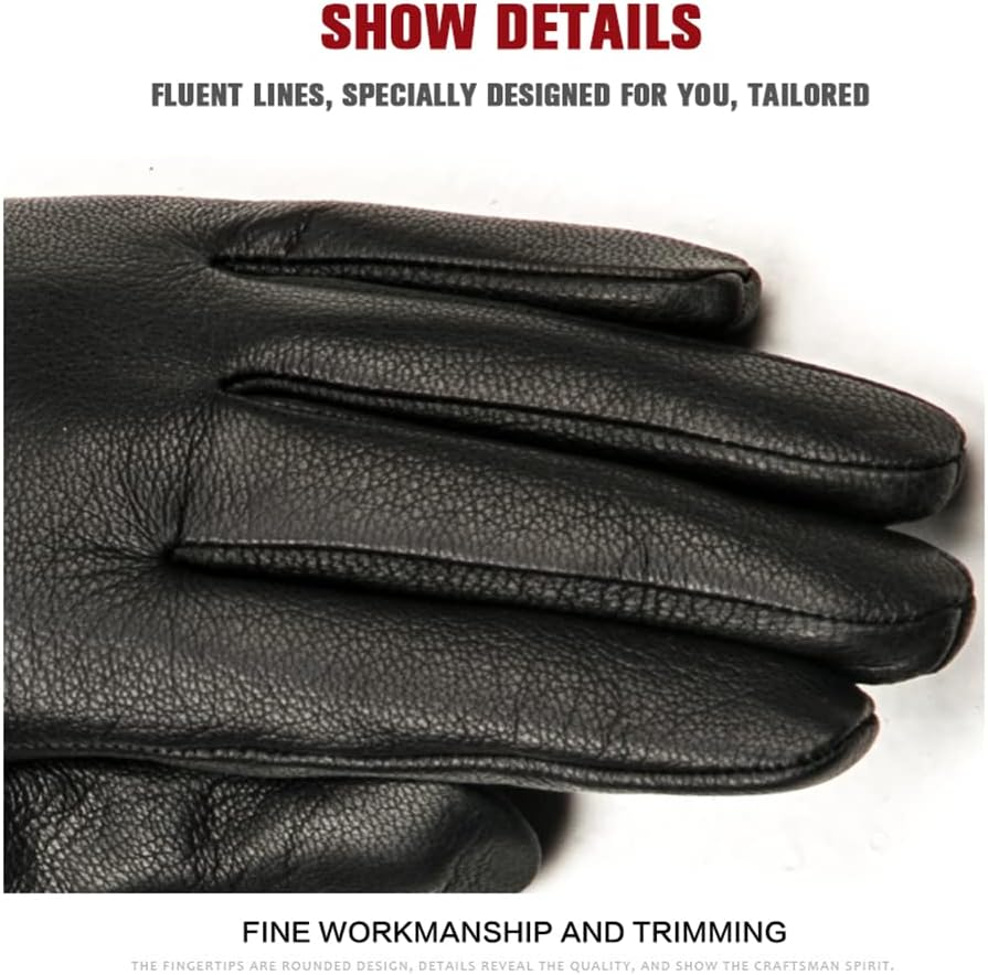Women'S Black Leather Gloves High-Grade Leather Gloves Women'S Winter Warm Leather Gloves Women image number 1