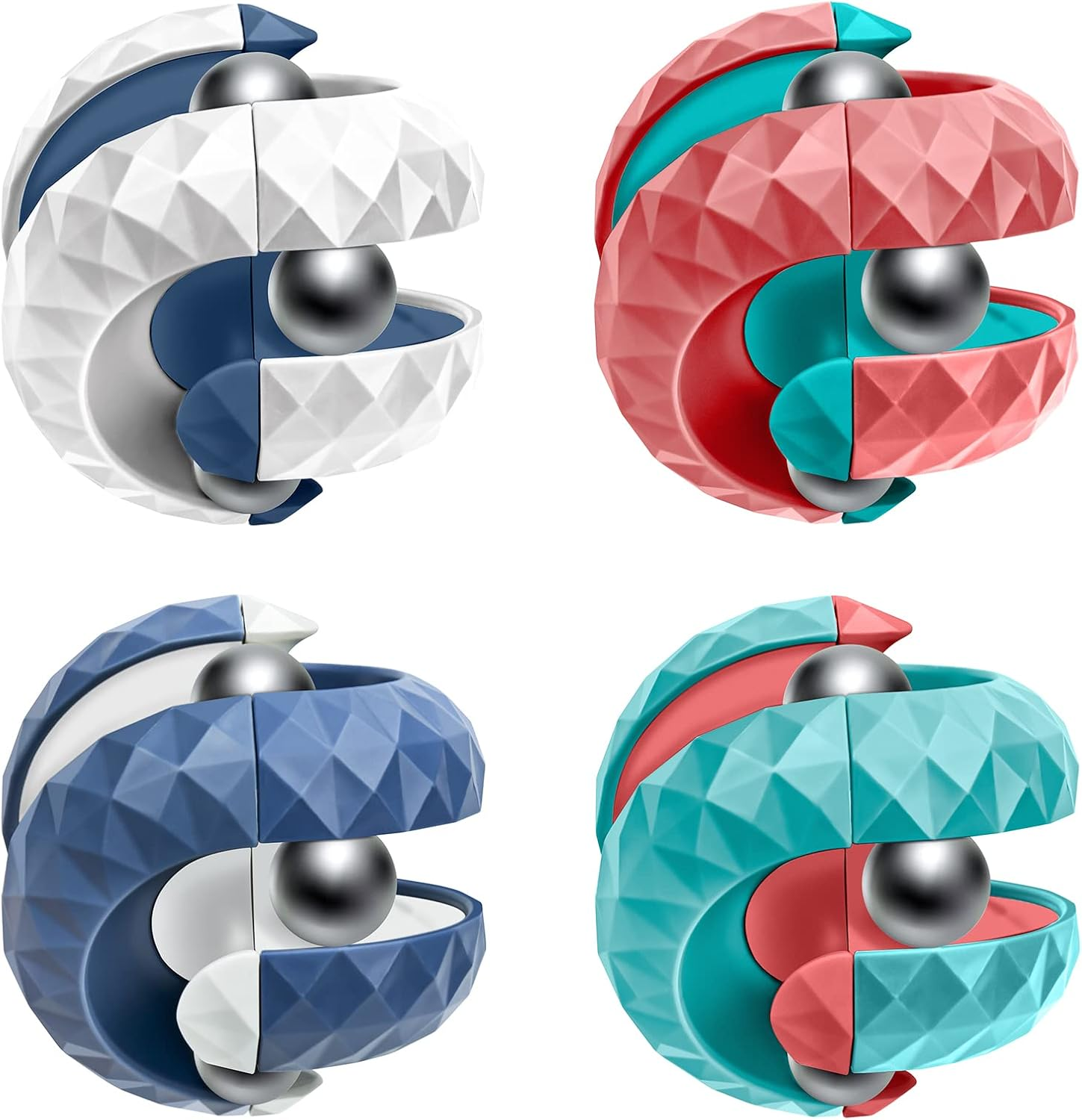 Orbit Ball Toy, 4 Pack Fidget Cube Puzzle Ball Spinning Toy, Track Infinite Flip Change Puzzle Games Novelty Creative Stress Relieve Toys for Kids Children Adults (4, Blue/Green/Red/White) image number 1