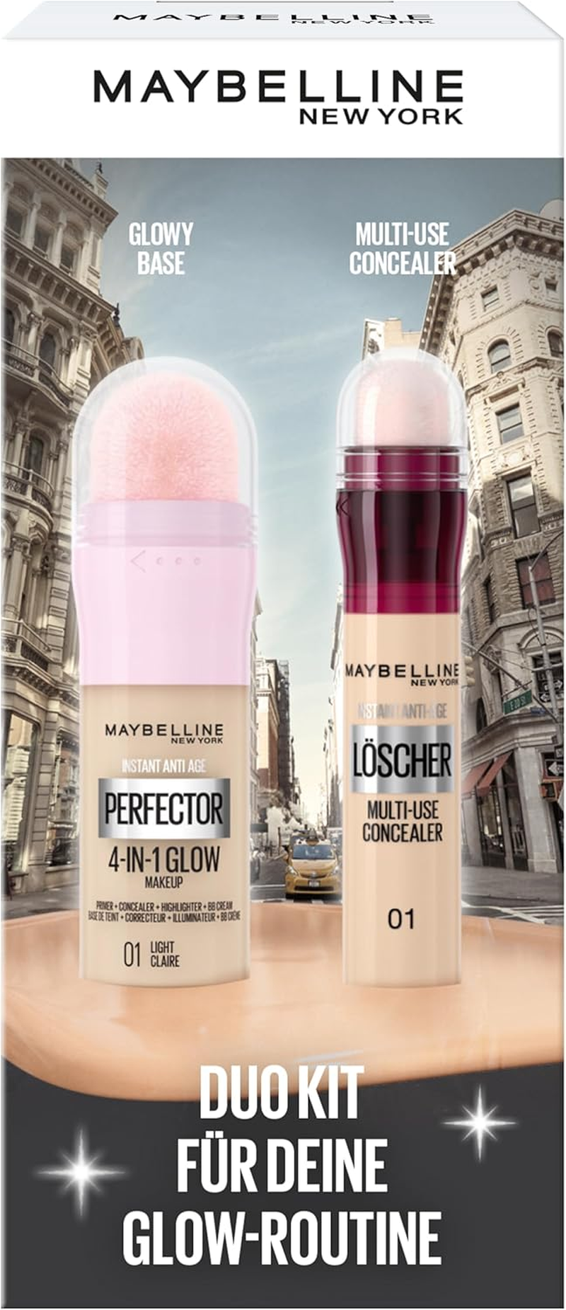 Maybelline New York 4-In-1 Make up Instant Perfector Glow, No. 01 Light, 20 Ml + Instant Anti-Age Effect Concealer No. 01 Light, 6.8 Ml