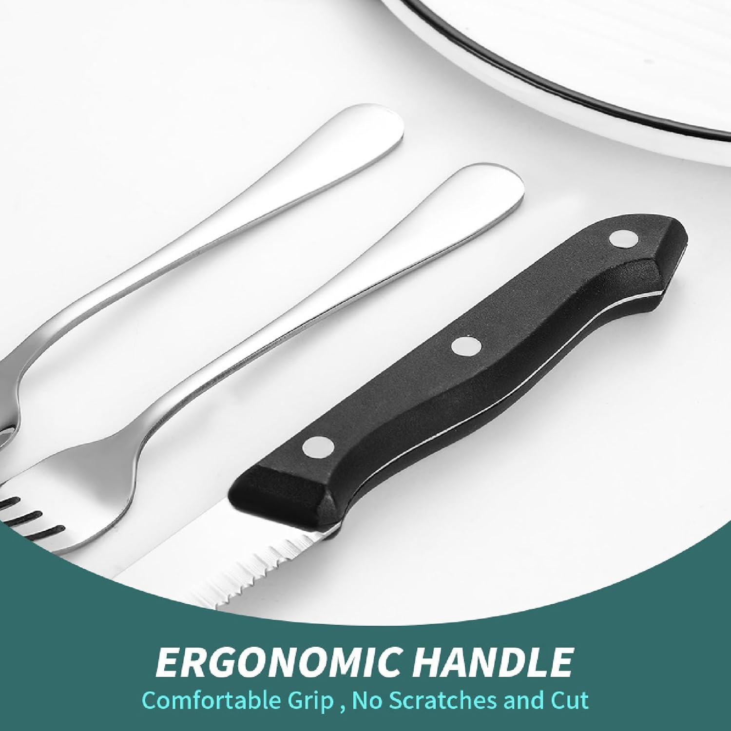 60 Pieces Silverware Sets Service for 10, Premium Stainless Steel Flatware Set,Matte Cutlery Set for Family Gatherings, Hotel, Office Etc Use, Dishwasher Safe image number 3