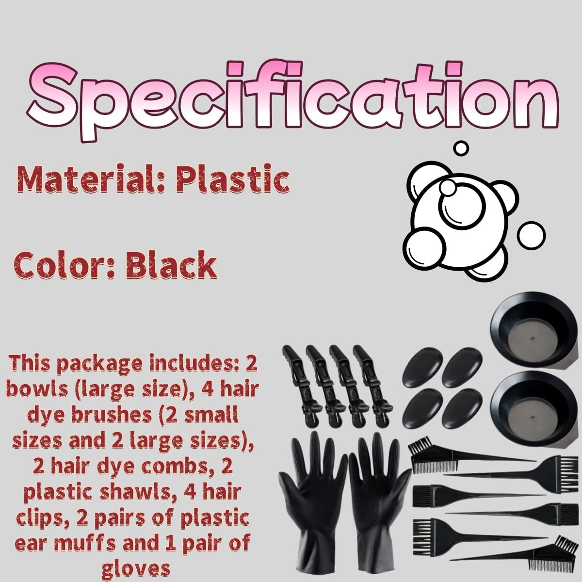 Zxjsisy 20 PCS Hair Dye Coloring Kit, Kapaski Hair Dye Color Brush and Bowl Set,Hair Coloring Bleaching, Hair Dye Tools for DIY Salon. Hair Tinting Bowl/Dye Brush/Ear Cover/Gloves/Tint Comb image number 4