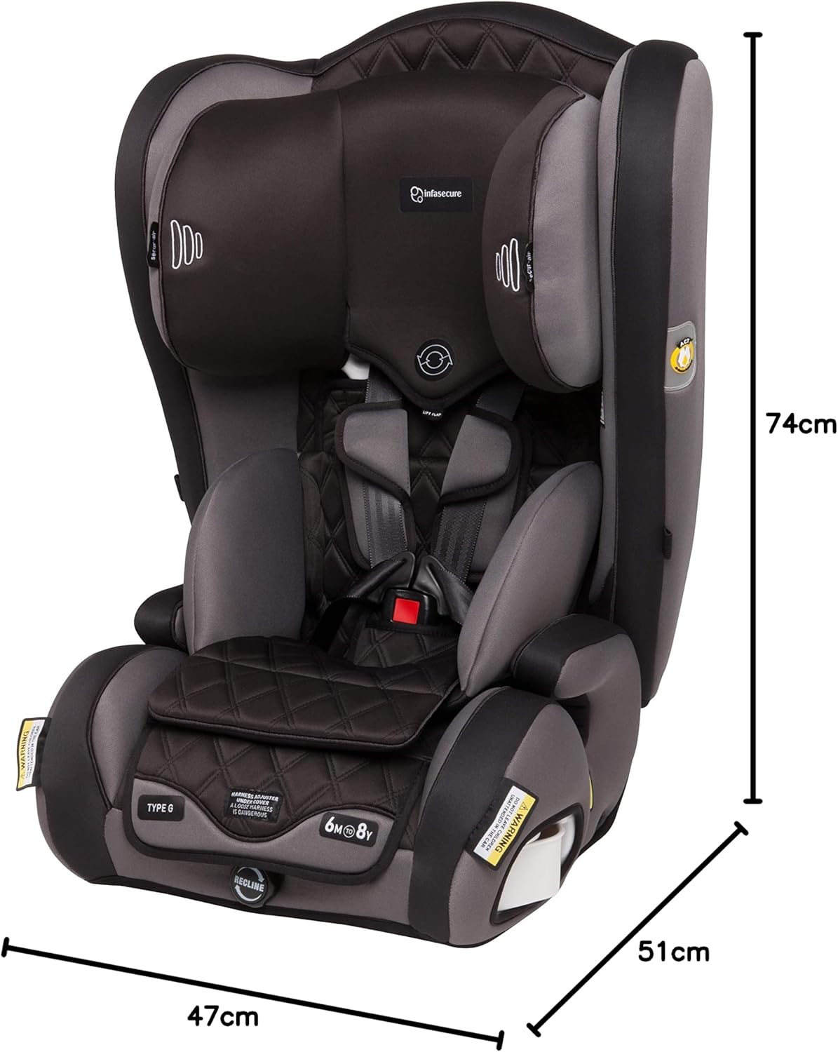 Infasecure CS9013 Accomplish Premium Forward Facing Car Seat, Side Impact Protection, Suitable from 6 Months to 8 Years Old, Night image number 5