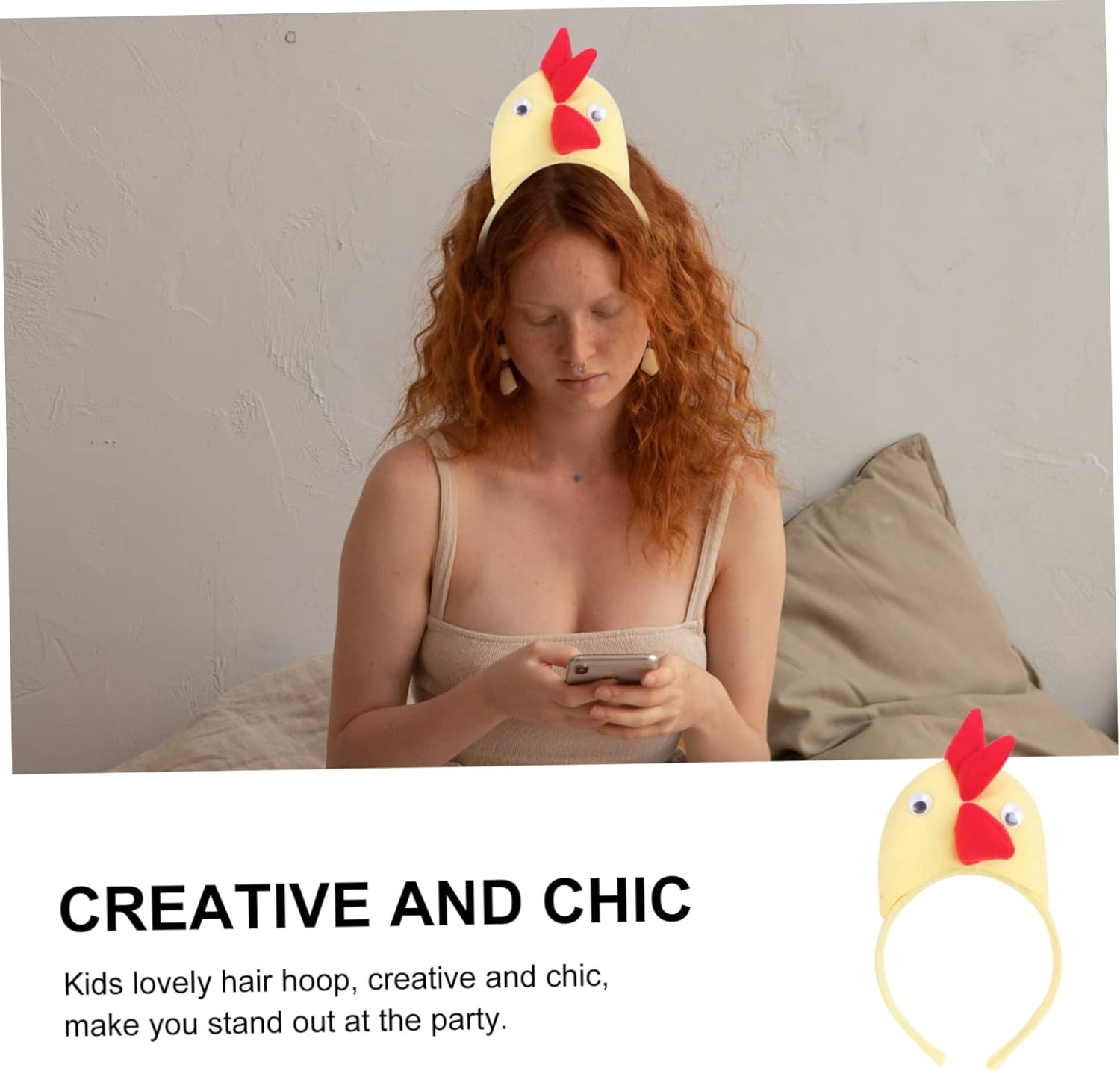 FOMIYES Chicken Headband, Easter Chick Animal Hair Hoop, Rooster Headband for Costume Party Photo Props Dress up Supplies (2Pcs) image number 1