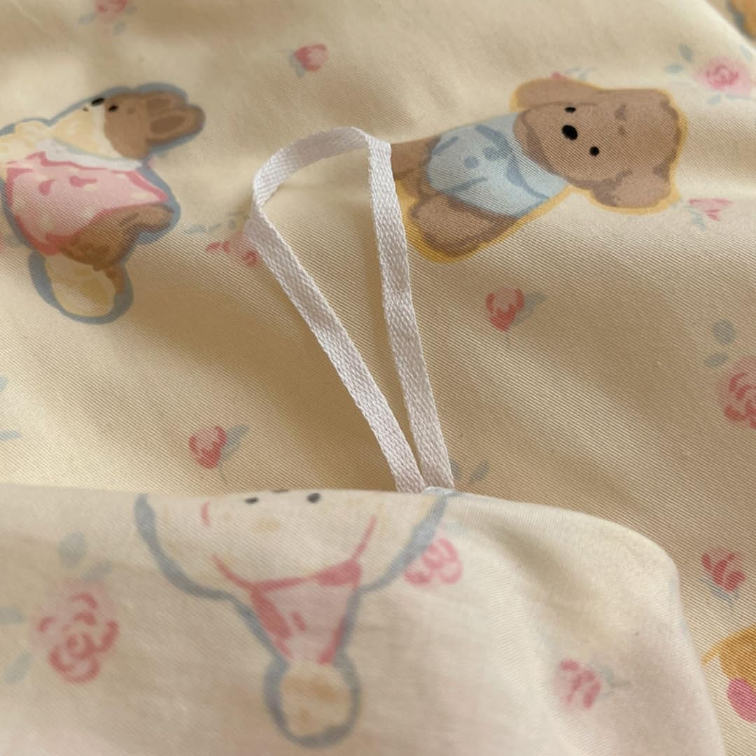 3 Pcs Girls Dogs Comforter Cover Set Bed Set Yellow Cute Cartoon Pet Puppy Bedding Set for Kids Boys Teens (1 Comforter Cover, 2 Pillow Sham) (Yellow, Full) image number 5