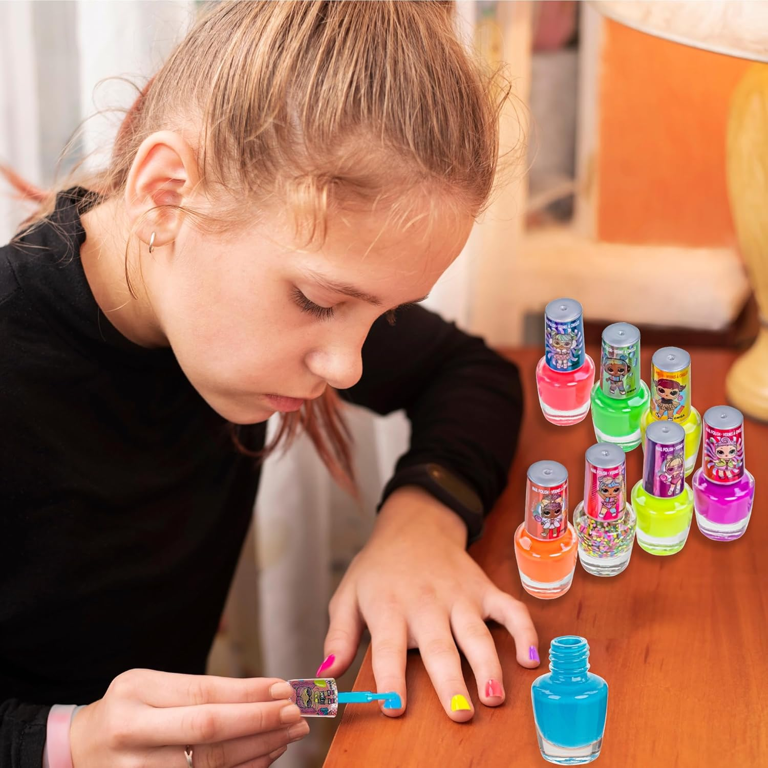 L.O.L Surprise! 8 Pc Non Toxic Nail Polish Set for Kids with Nail Dryer | Peelable Nail Varnish Kit for Ages 3+ by Townley Girl image number 1