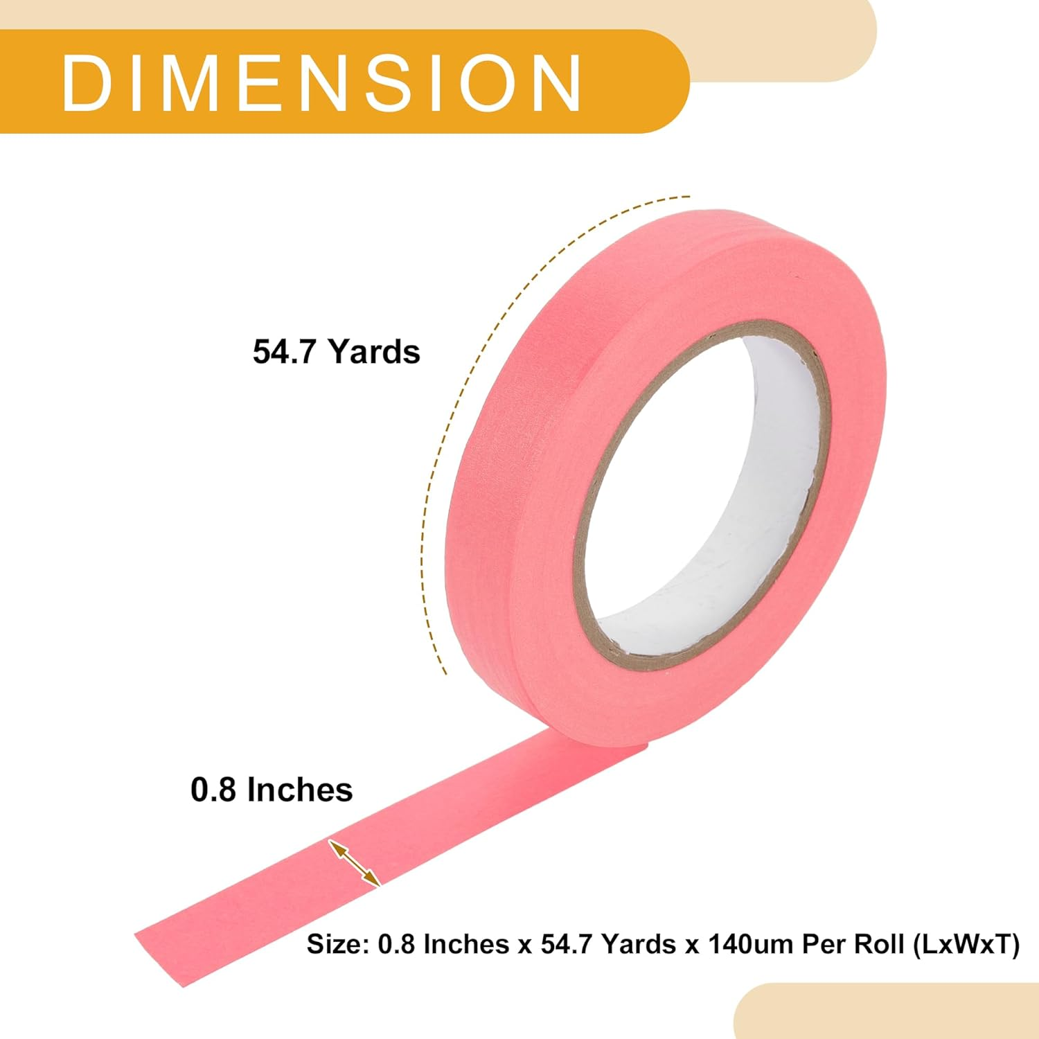 X AUTOHAUX 1 Pc 0.8 Inches X 54.7 Yards Universal Painters Tape - DIY Car Auto Paint for Masking Tape No Residue - Crepe Paper Pink