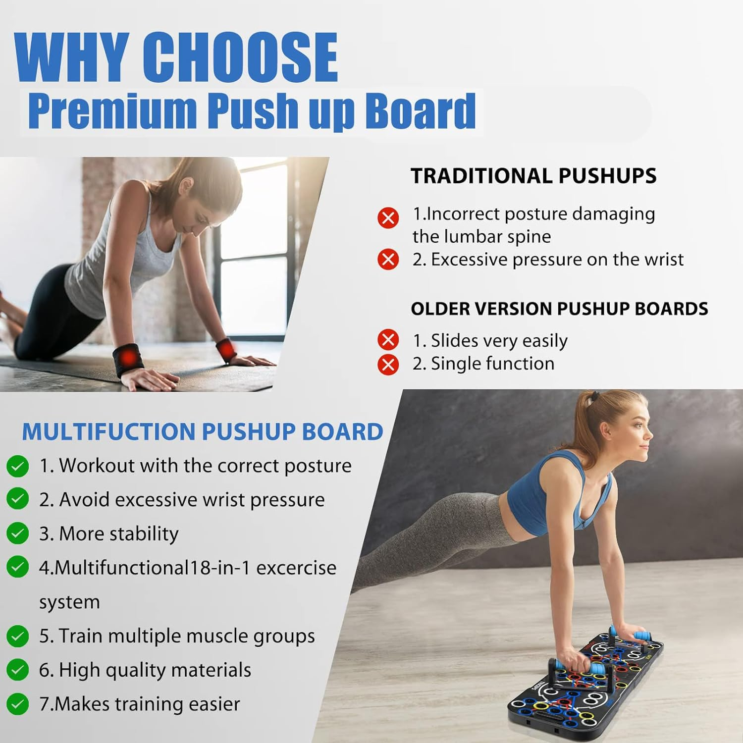 Push up Board- Multi-Function Foldable Push up Bar-Push up Stands Exercise Workout Fitness Equipment for Home Gym image number 2