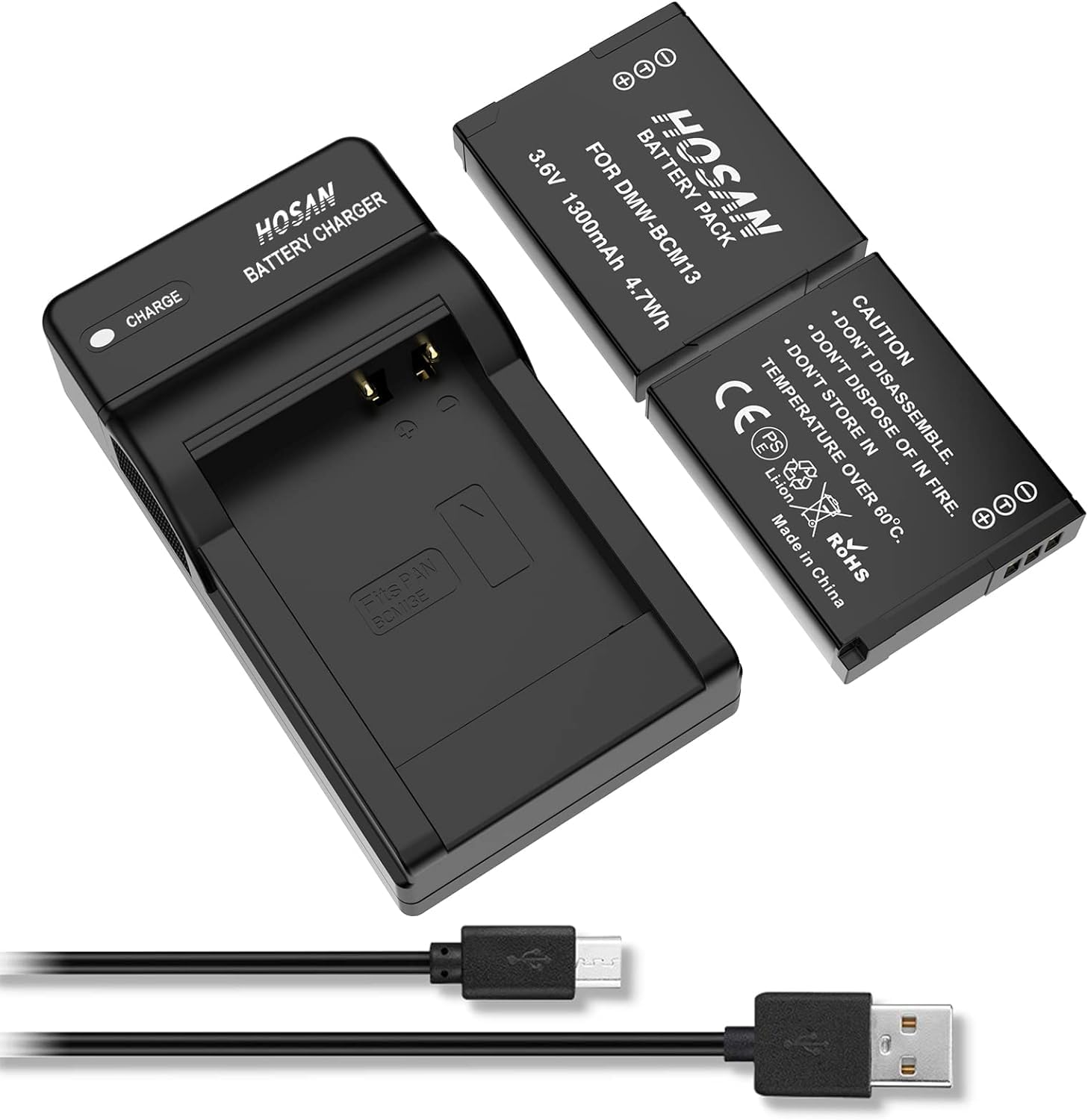DMW-BCM13 Replacement Battery (2-Pack) and Portable USB Charger Kit for Panasonic DMW-BCM13,DMW-BCM13E,DMW-BCM13PP and Panasonic Lumix DC-TS7,DMC-FT5,DMC-LZ40,DMC-TS5,DMC-TZ37,DMC-TZ40,DMC-TZ41 image number 3