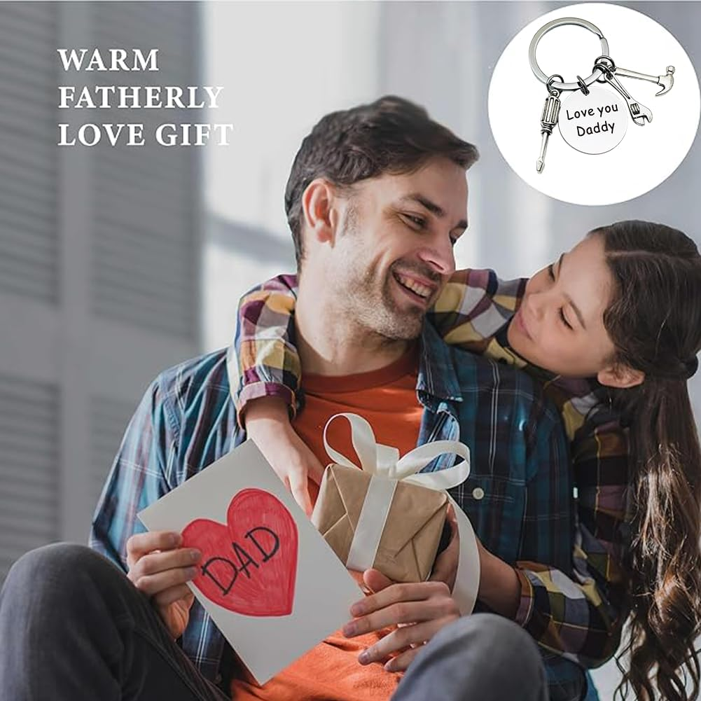 Keychain,Fathers Day Birthday Gifts for Father Dad, with Engraving 'LOVE YOU Daddy' for Best Dad Daddy Christmas Presents for Father Man'S Keychain image number 2
