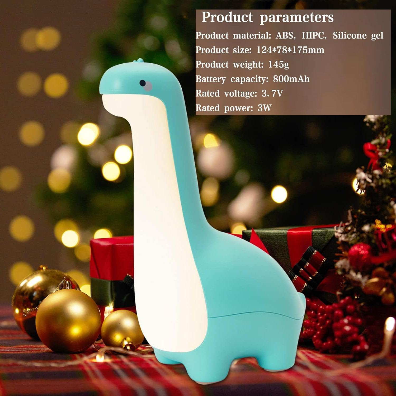 Dinosaur Night Light for Kids,Nursery Light with Animal Shape for Baby Room, Rechargeable Bedside Dinosaur Lamps,Kawaii Room Decor (Blue) image number 3