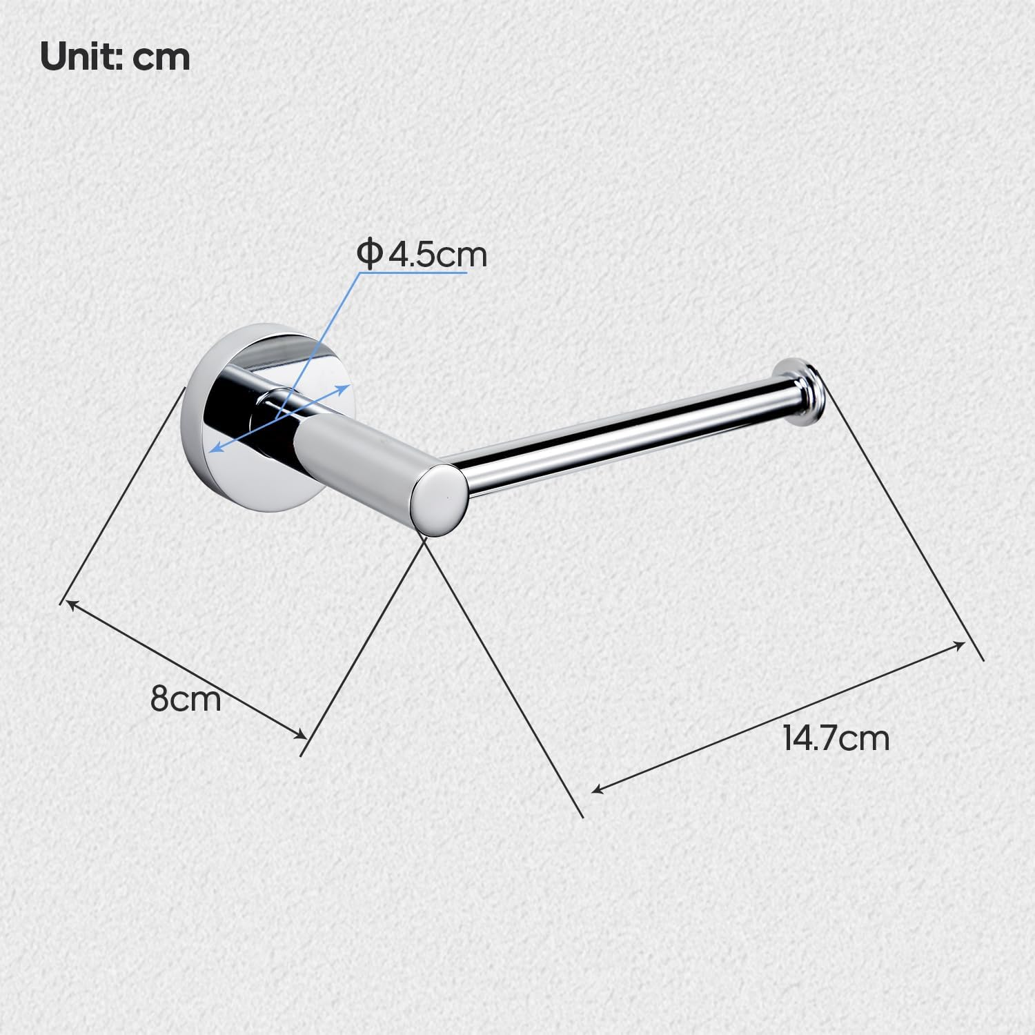 Decaura Toilet Paper Holder, Stainless Steel Roll Holder, Bathroom Tissue Rack, Drill-Free or Screw-In, Chrome image number 2