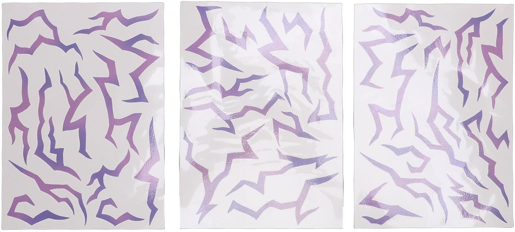 MENDUNER 3Pcs Glow in Dark Anime Stickers, Purple Temporary Tattoos, Face Body Art for Cosplay Christmas Parties, Easy Apply Remove, Festive Reactive Skin Stickers for Teens Adults image number 2