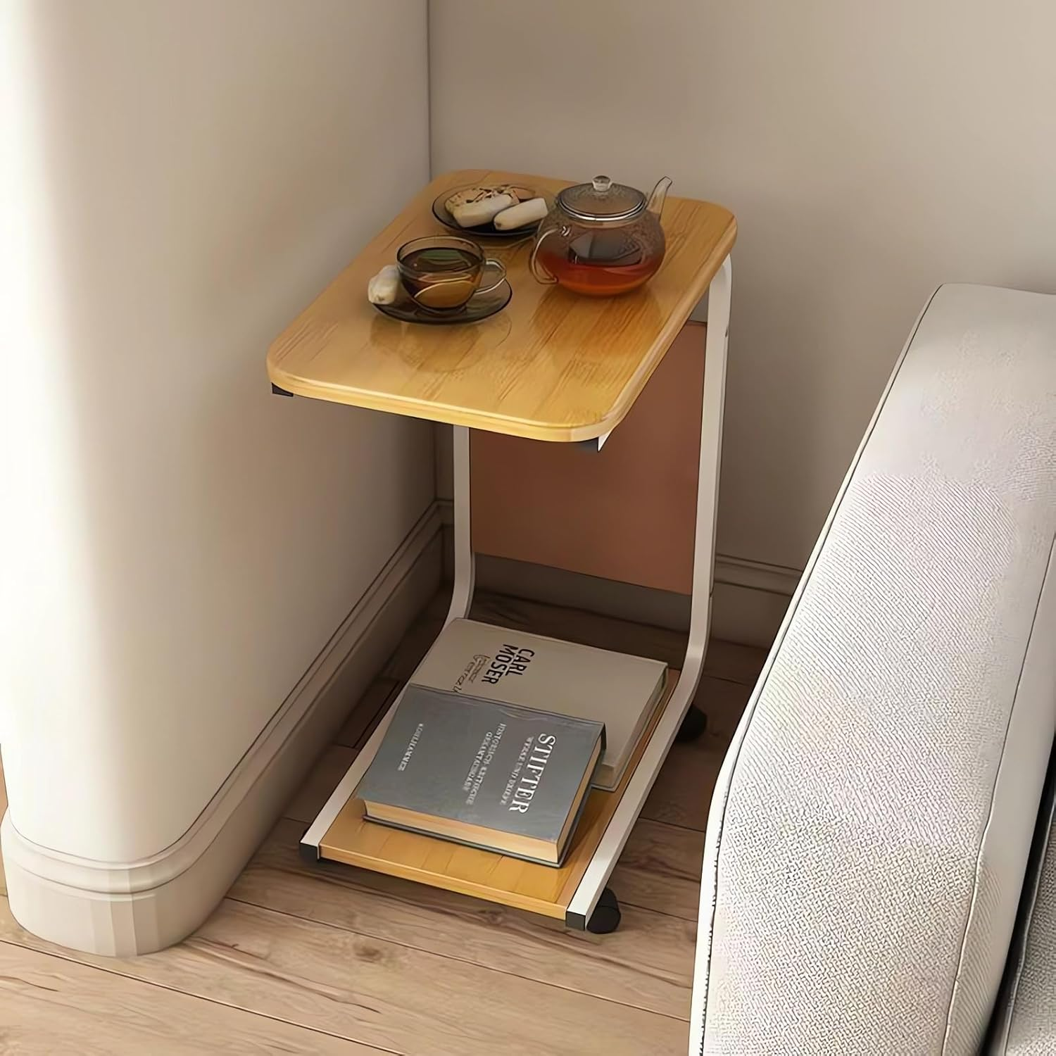 Mobile Side Table with Wheels, End Tables (Wood) image number 1