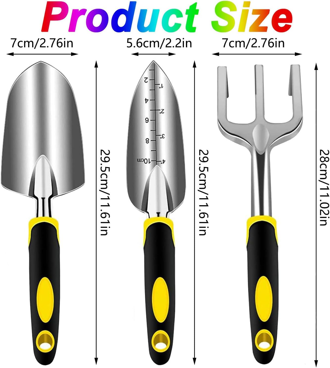 Garden Tools Set, 3 Piece Heavy Duty Gardening Tools Cast Aluminum with Soft Rubberized Non-Slip Handle, Durable Garden Hand Tools Garden Gifts for Digging Planting Transplanting (Green) image number 4