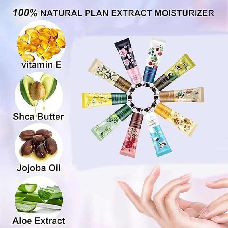 WOYAODONG Hand Cream Gift Set, 10 Pack Natural Botanical Mini Lotions, 30Ml Each, Assorted Fragrances Including Cherry Blossom, Rose, Green Tea image number 2