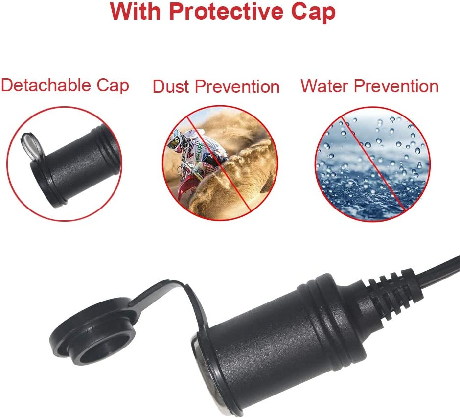 12V Cigarette Lighter Female Socket to DC 5.5 Mm X 2.1Mm Barrel Plug 30CM 12 Volt Car Cigarette Socket with Cover image number 2