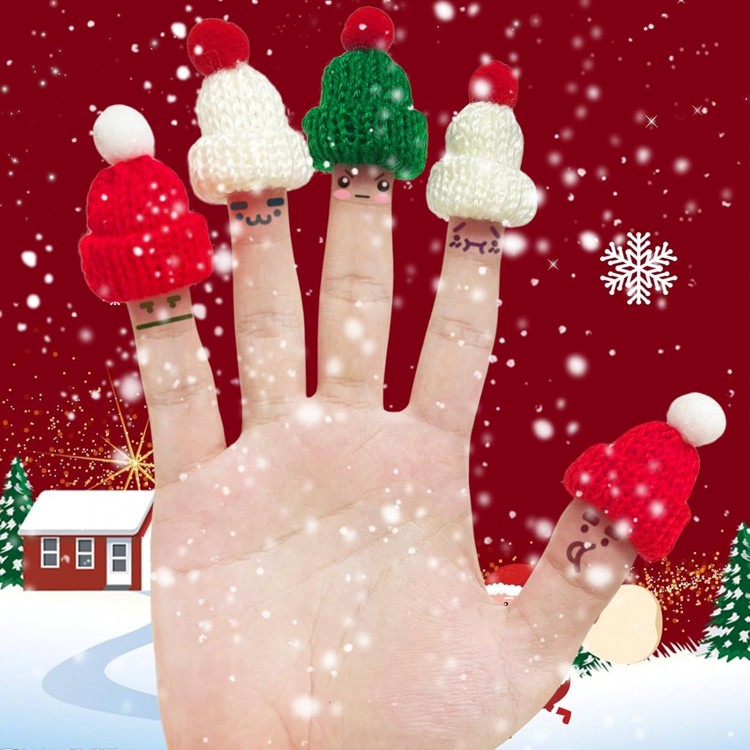 NILLOS Small Santa Hats, 30 PCS Mini Knit Doll Hats for Crafts, Party Decorations (3 Colors) image number 6