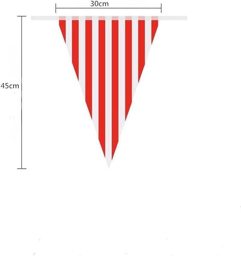 Red and White Pennant Banner Flags,100Ft 48 Pcs Large Bunting String Triangle Flags,Red White Striped Pennant Banner Flags Triangle Bunting Flags,Triangular Flag Banner Flag Pennant Banner Flags image number 5